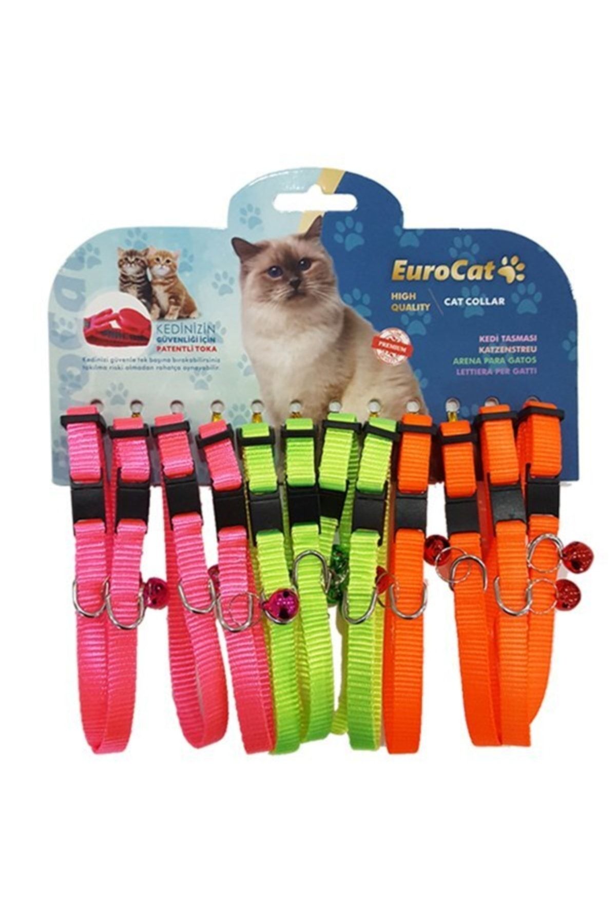 Eurocat Kedi Boyun Tasması Renkli 10mm/28 Cm (12 Adet)