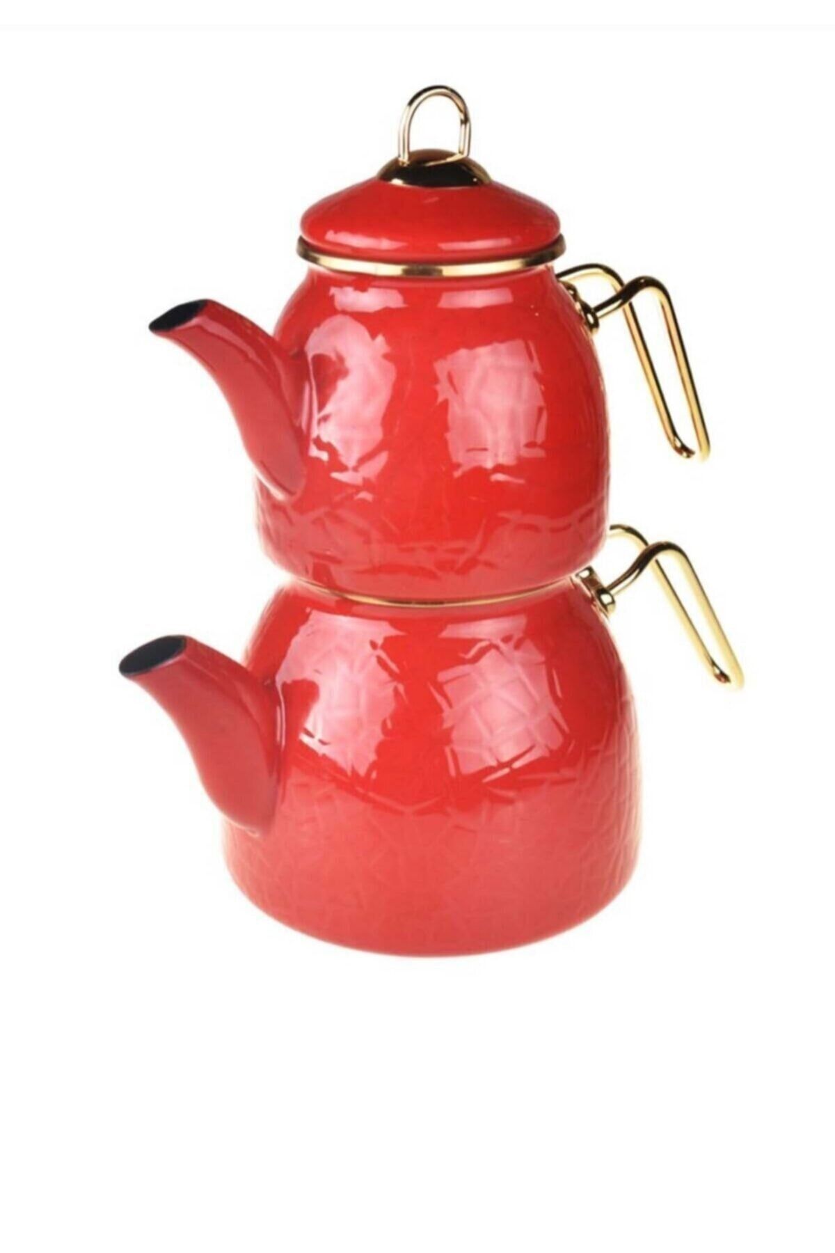 Bambum Sultan Rölyefli Çaydanlık Takımı Kırmızı