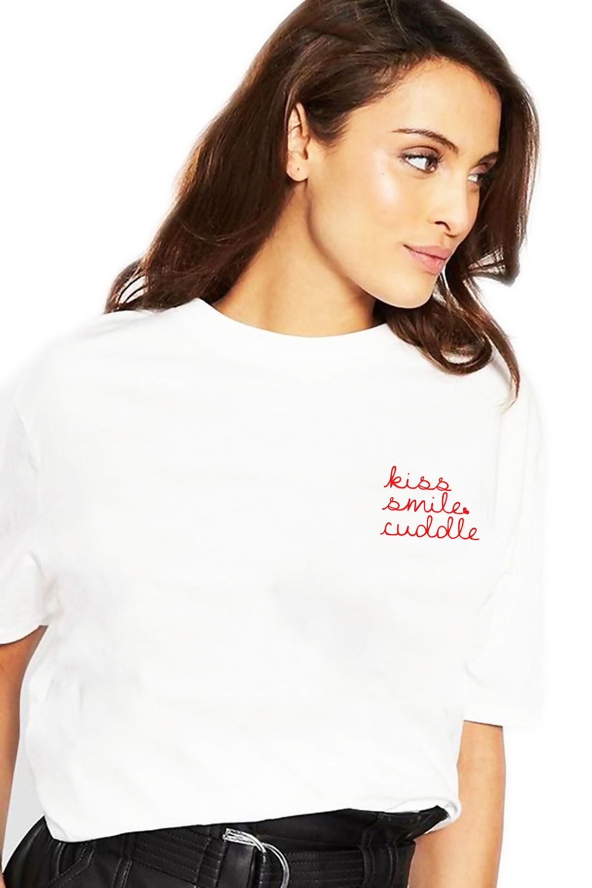 Mack Kadın KISS SMILE CUDDLE (Boyfirend Tee) WBK101