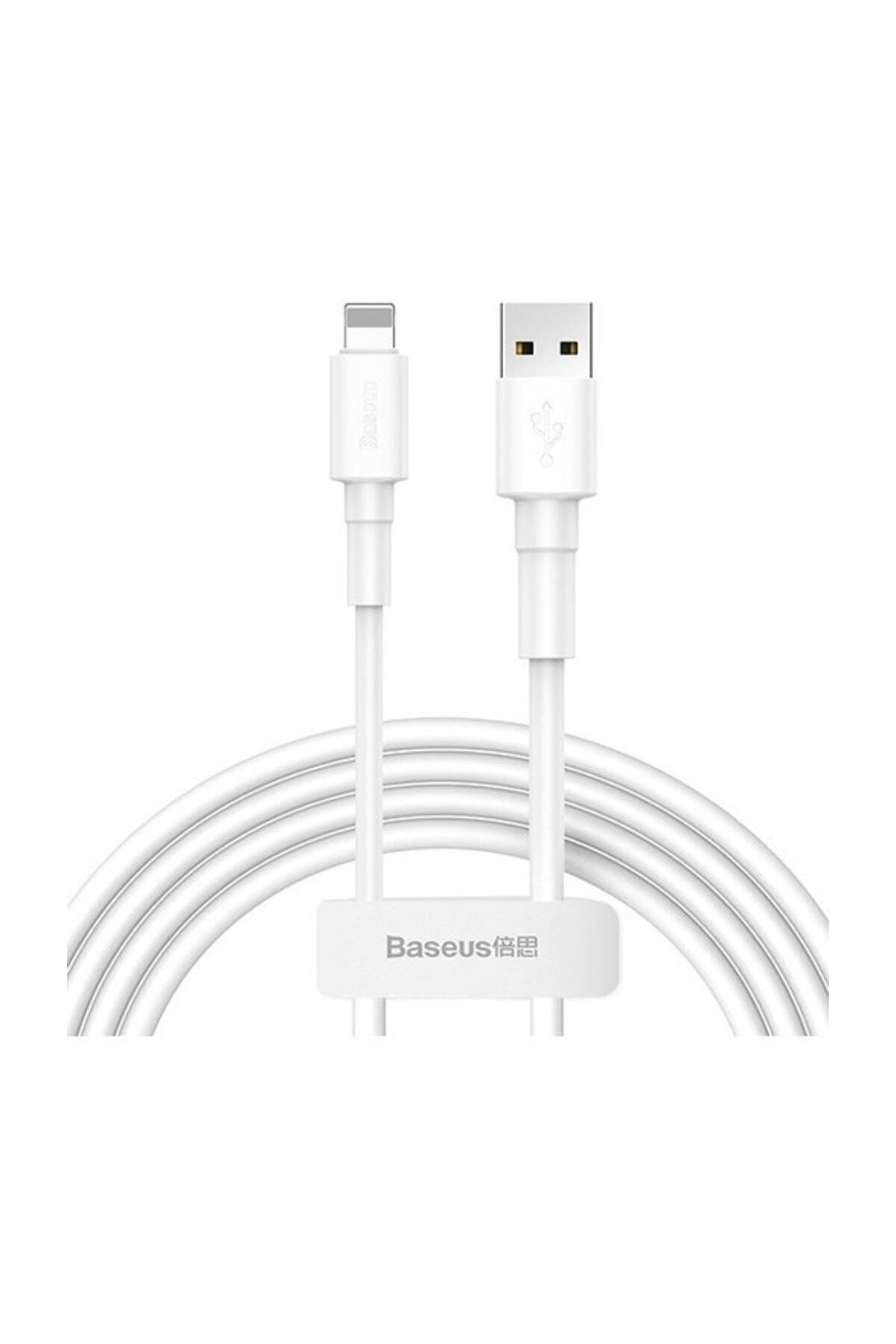 Baseus 2.4A Mini White Lightning Uyumlu  Şarj ve Data Kablosu 1 mt Beyaz