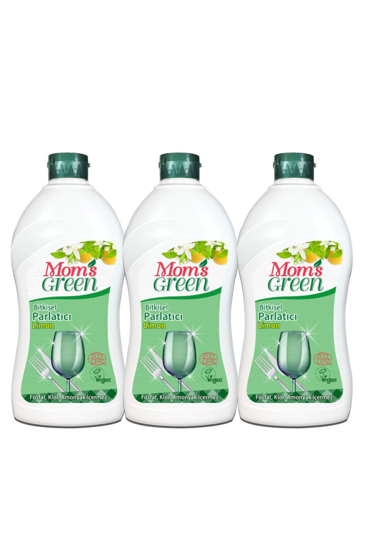 Mom's Green 3'lü Bitkisel Bulaşık Parlatıcısı - Limon 3*500 Ml