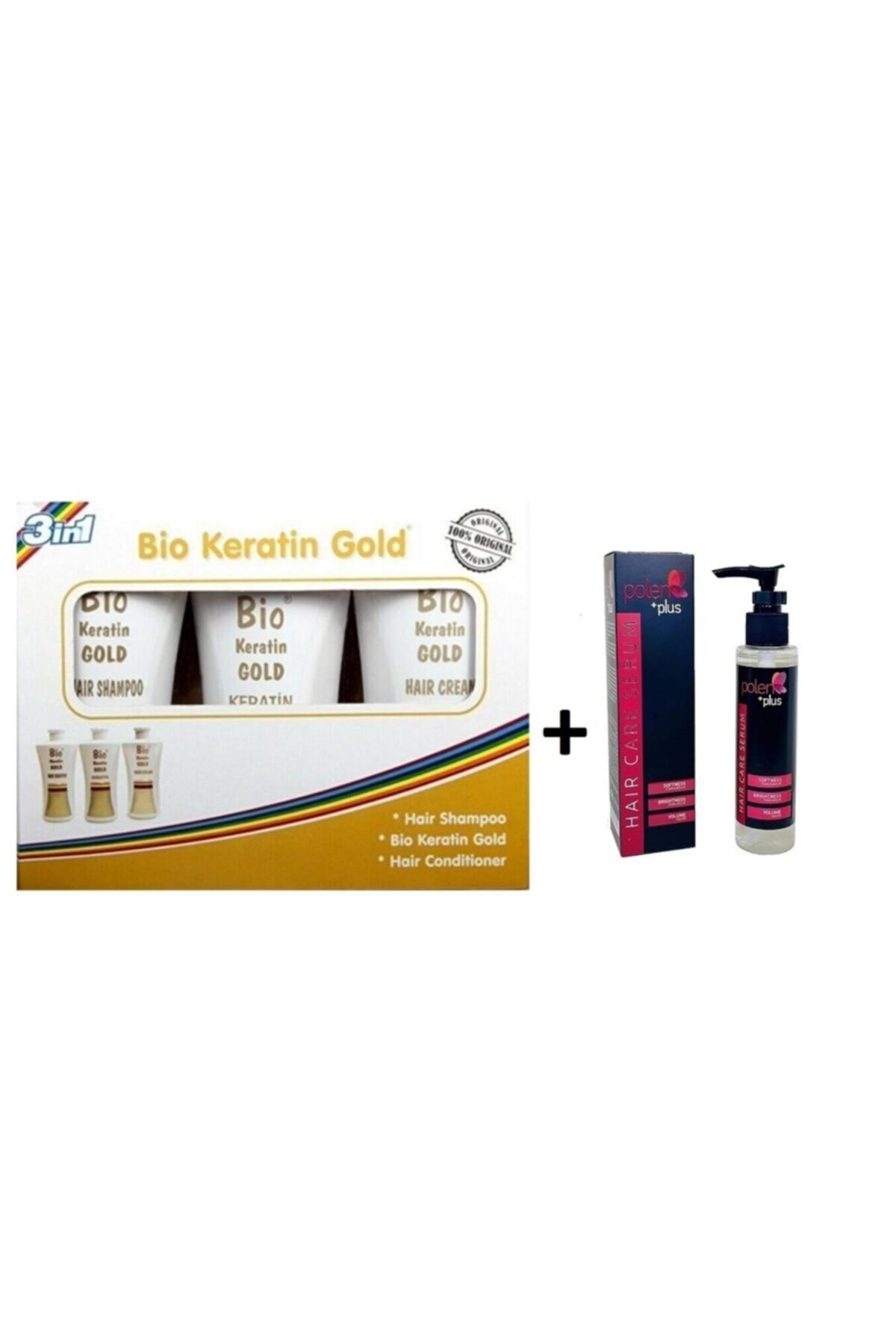 Bio Keratin Gold Brezilya Fönü 3'lü Set - Şampuan + Saç Kremi + Keratin