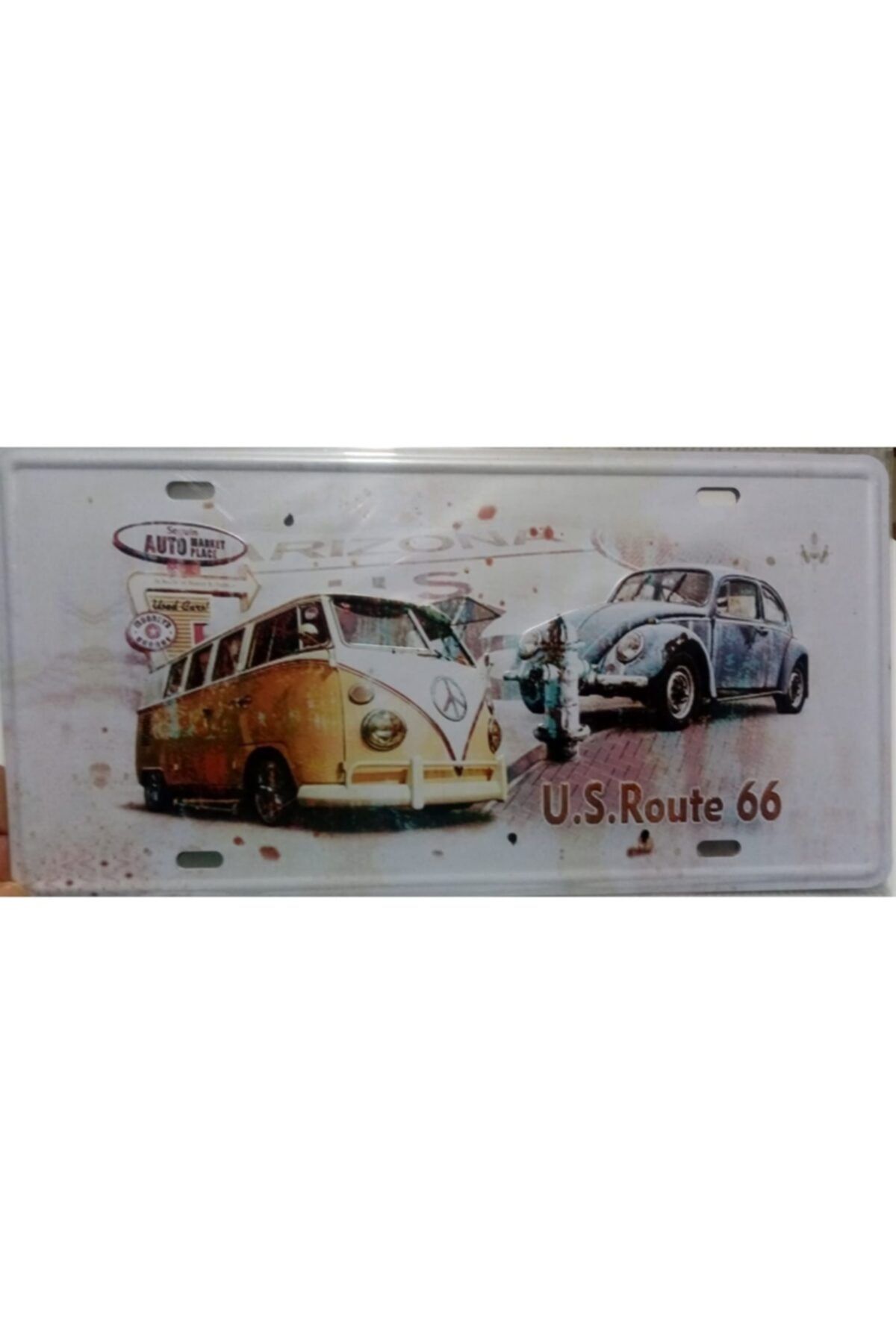 grsl Dekoratif Kabartmalı Vintage Volkswagen Amerikan Plaka 15x30
