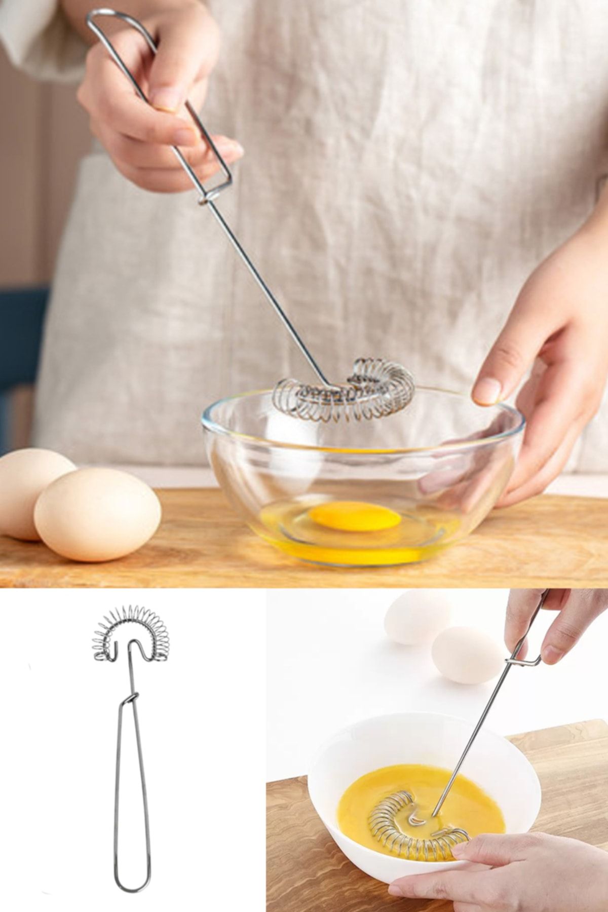 Kazanabil Spiral Yaylı Pratik Yumurta Ve Omlet Çırpma Teli Çırpıcı