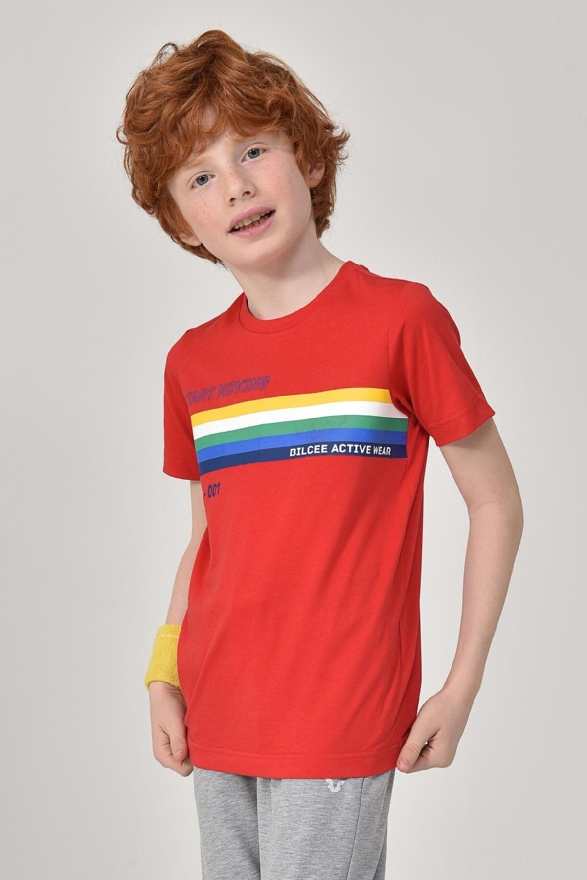 bilcee Kırmızı Unisex Çocuk Bisiklet Yaka T-shirt 8145