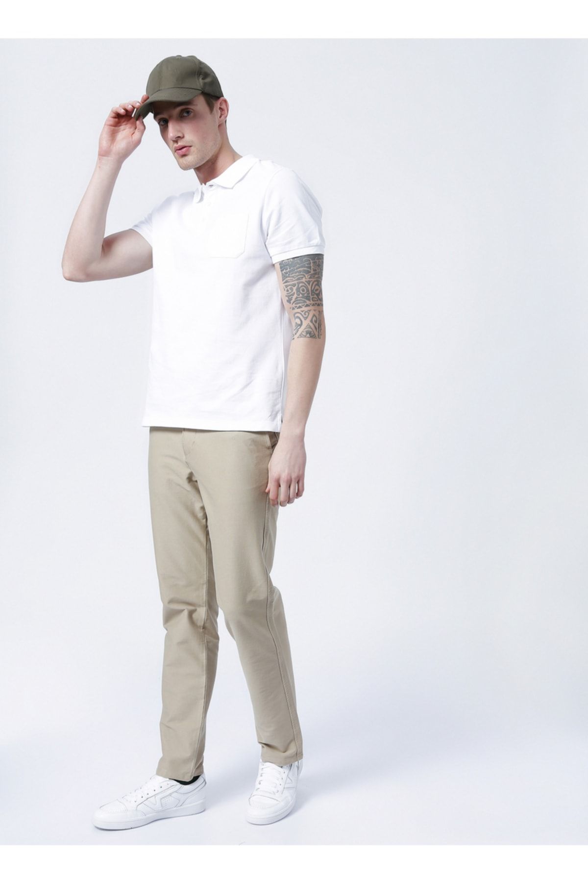 LİMON COMPANY Limon Basic Düz Beyaz Erkek Polo T-shirt - Skor21