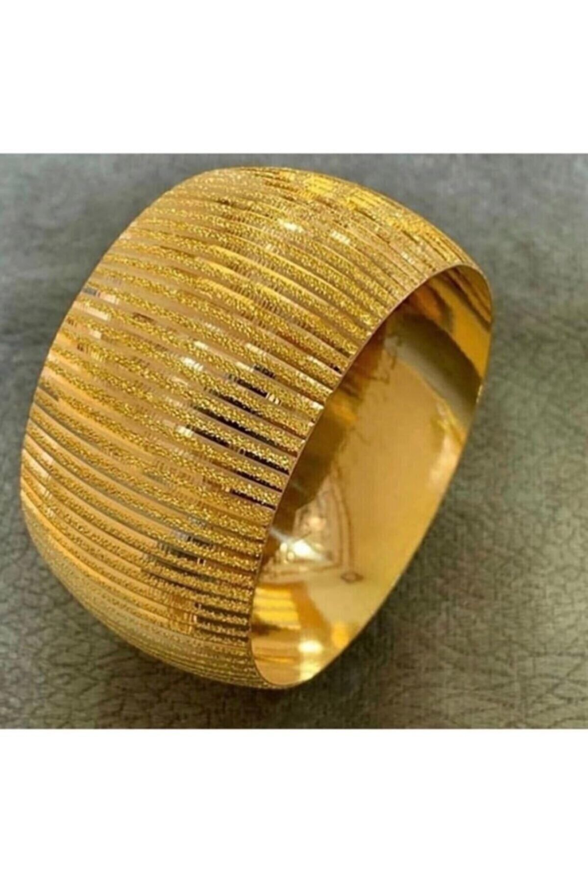 Yıldız Gold İmitasyon 22 Ayar Altın Kaplama 4 cm Çizgili Model Bilezik