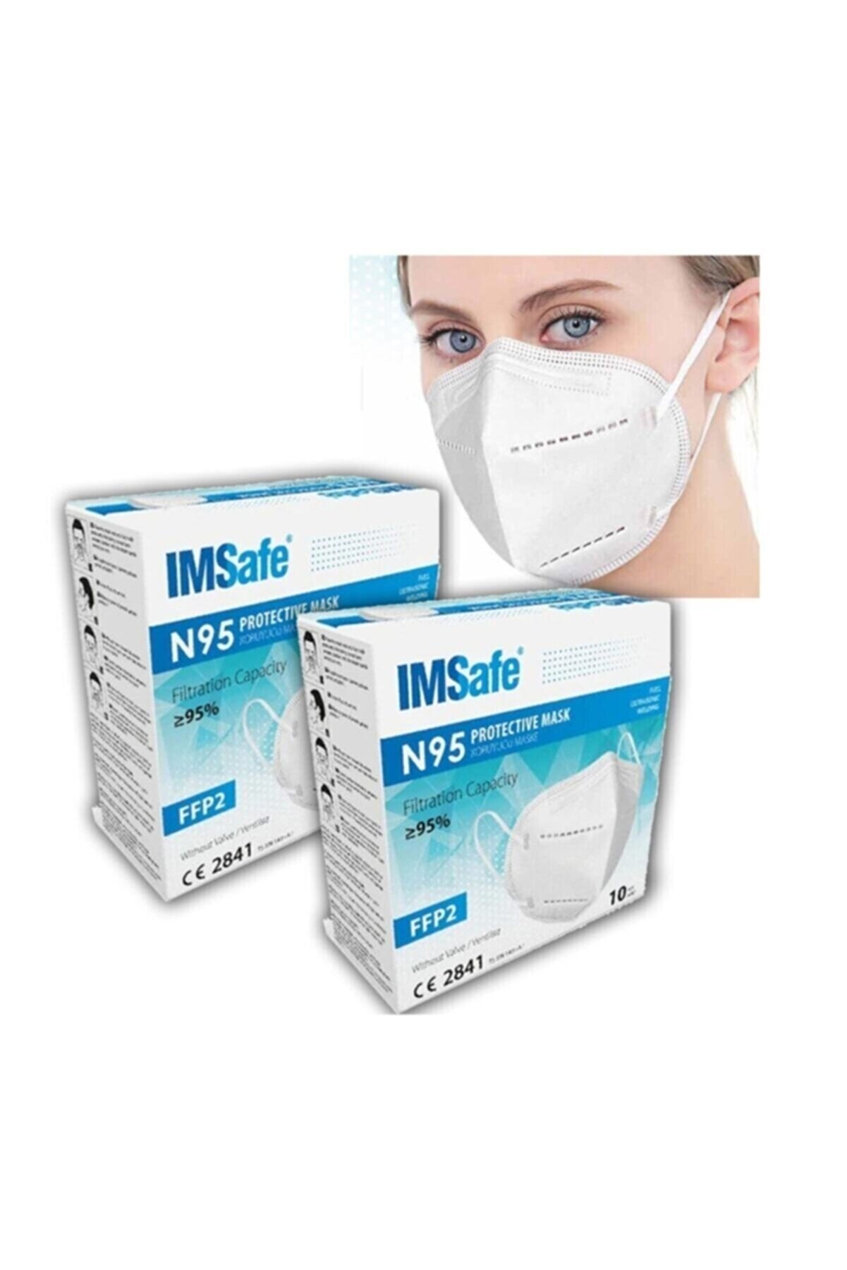 IMSafe N95 Im-safe Ventilsiz Maske Meltblownlu 60-adet Maske