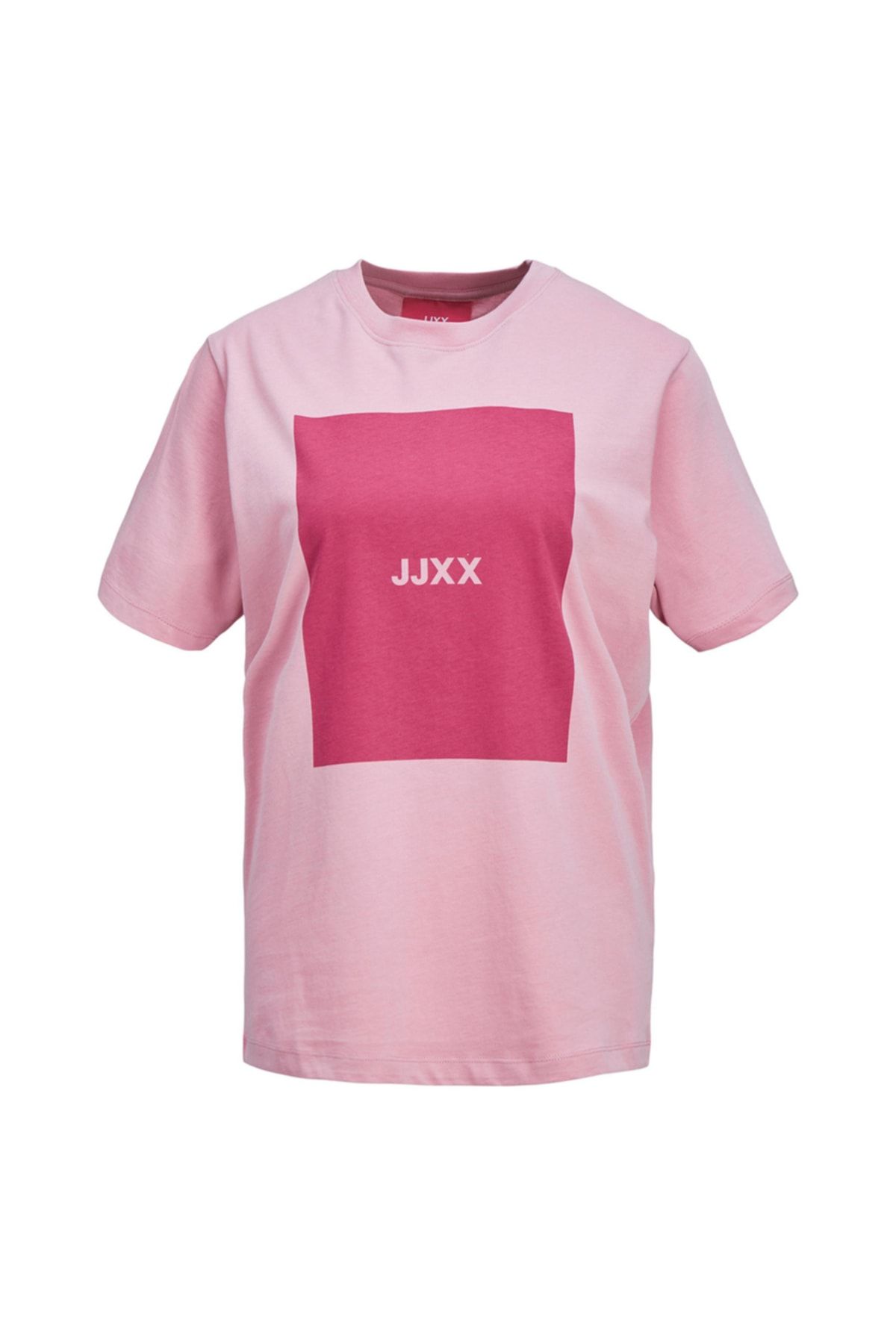 JJXX Jxamber Ss Relaxed Every Square Teyuvarlak Yaka Rahat Kalıp Baskılı Pembe Kadın T-shirt