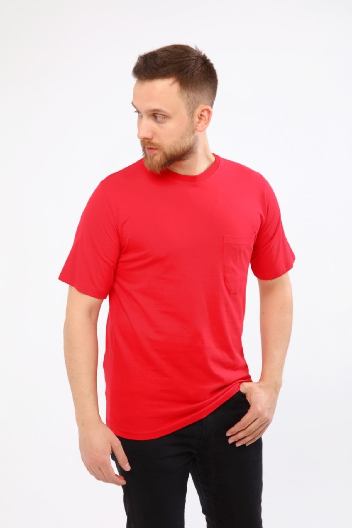 Çamdalı İş Elbiseleri O Yaka Kırmızı Kısa Kollu Süprem Iş Tişörtü - O Yaka T-shirt