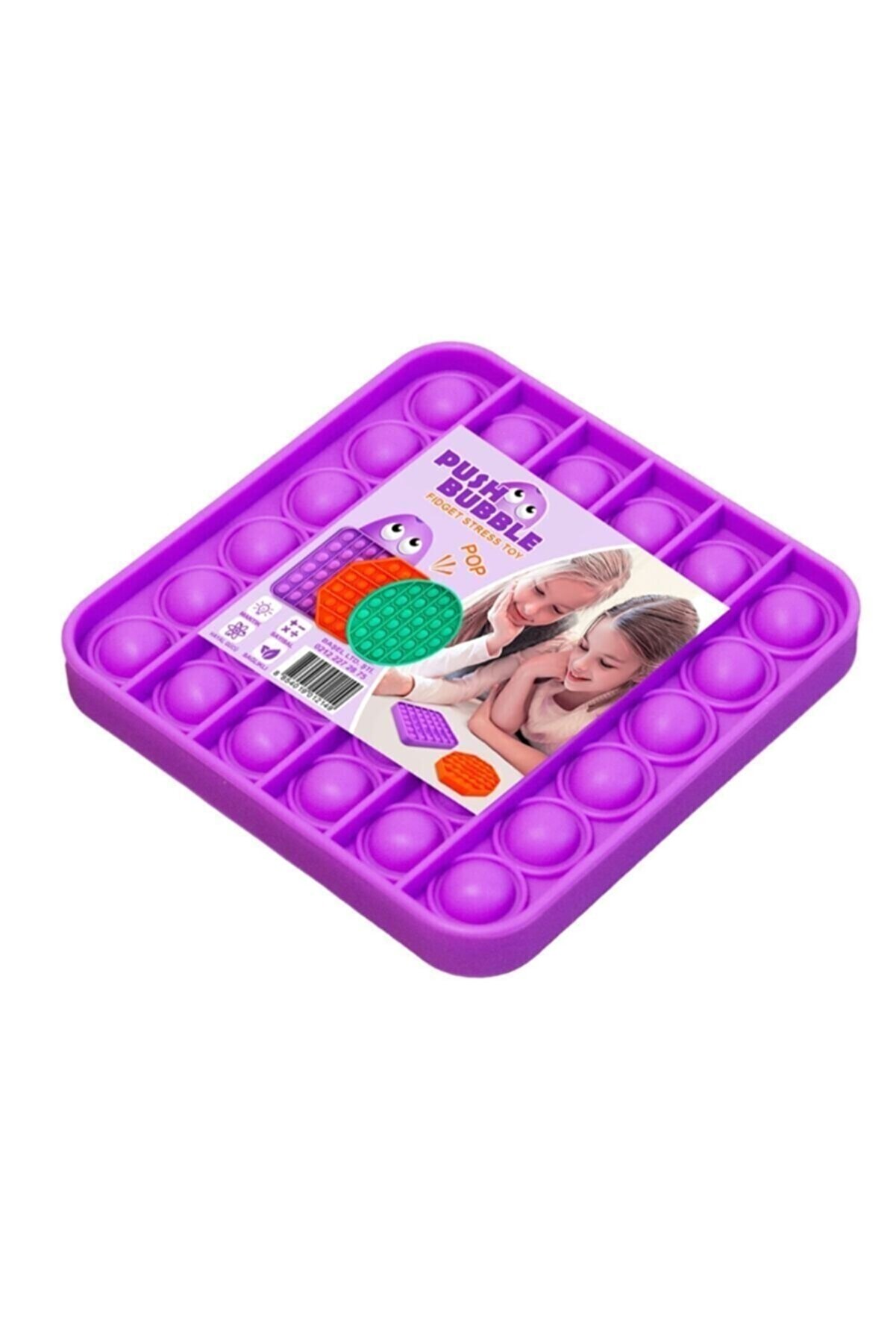 Başel Toys Push Bubble Fidget Özel Pop Duyusal Oyuncak Zihinsel Stres ( Mor Renk, Kare)