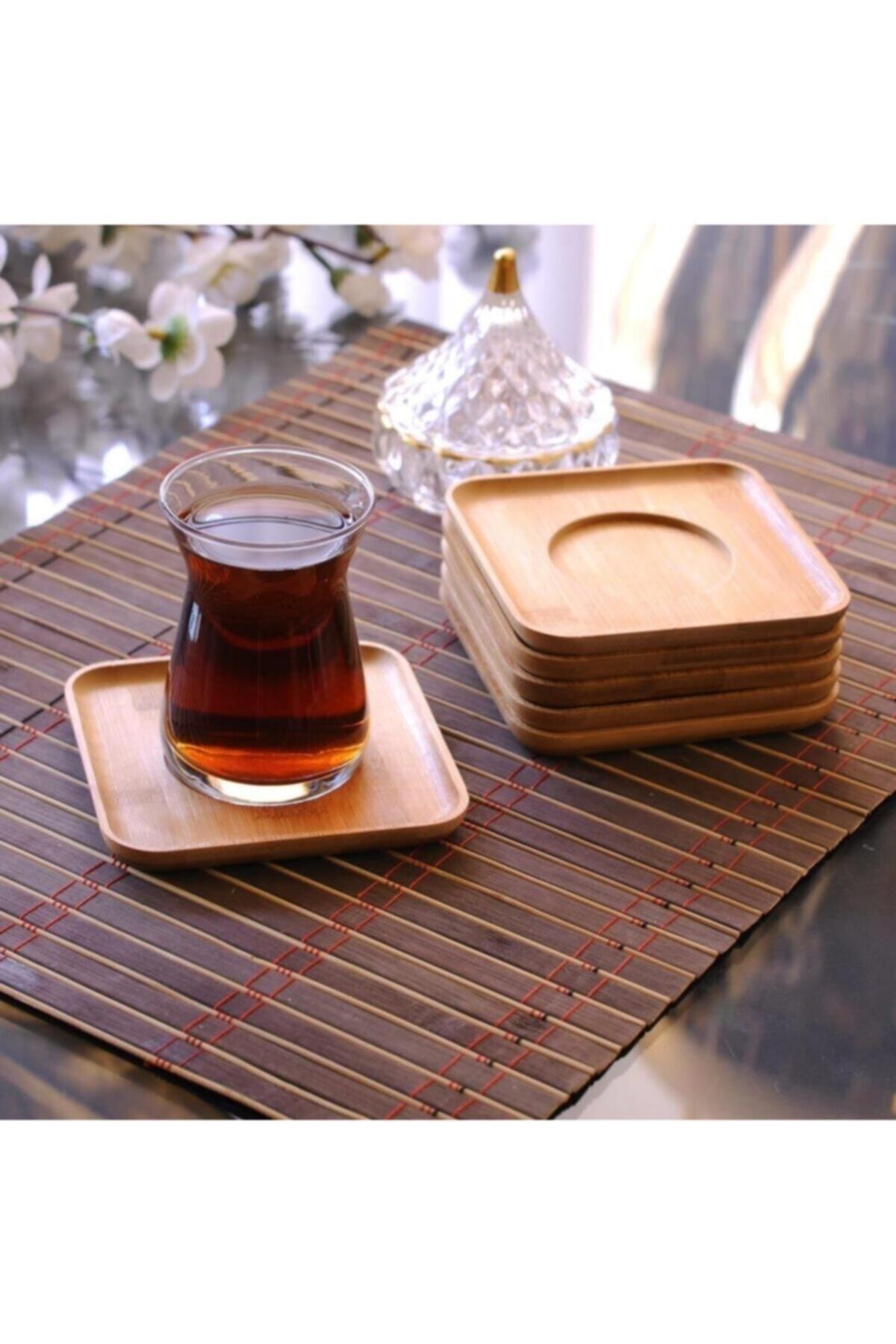 Paçi Bambu 6' Lı Kare Çay Tabağı Seti