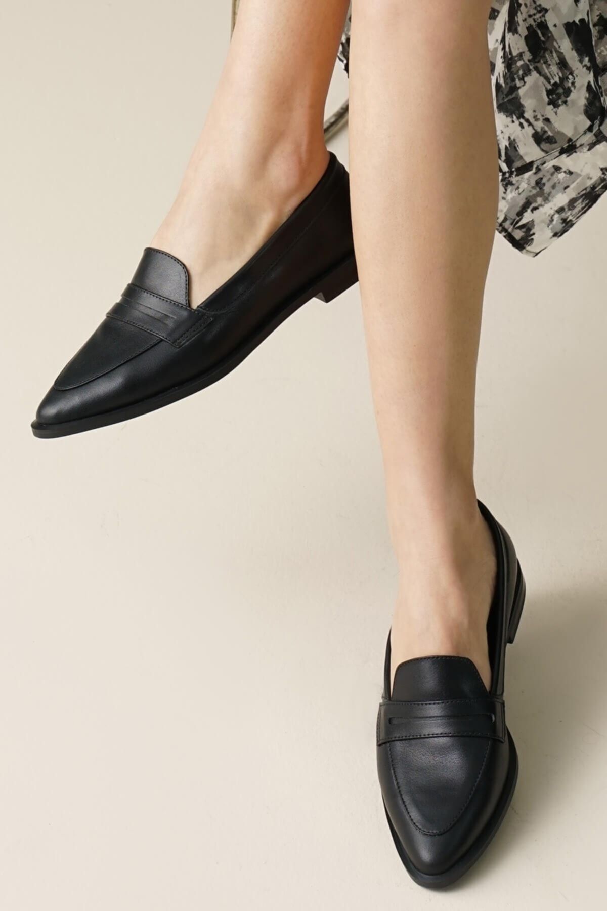 Mio Gusto River Siyah Renk Kadın Loafer Günlük Düz Ayakkabı