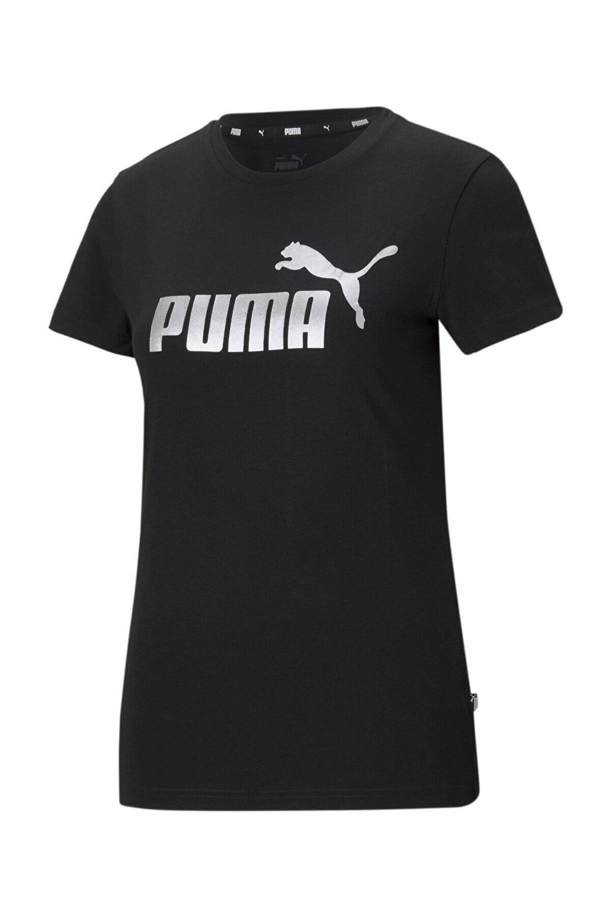 Puma Ess Metallic Logo Tee Kadın T-shirt Black-sılver 586890-51
