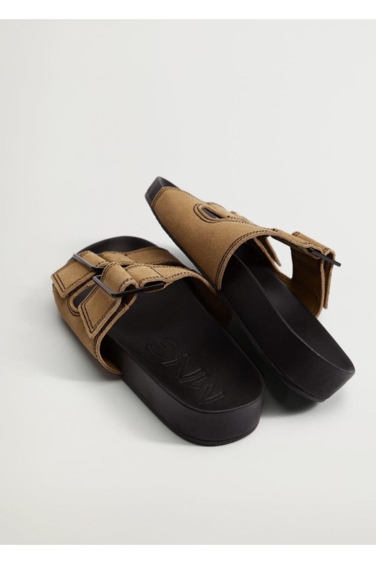 MANGO Kadın  Kahverengi Deri Bantlı Sandalet