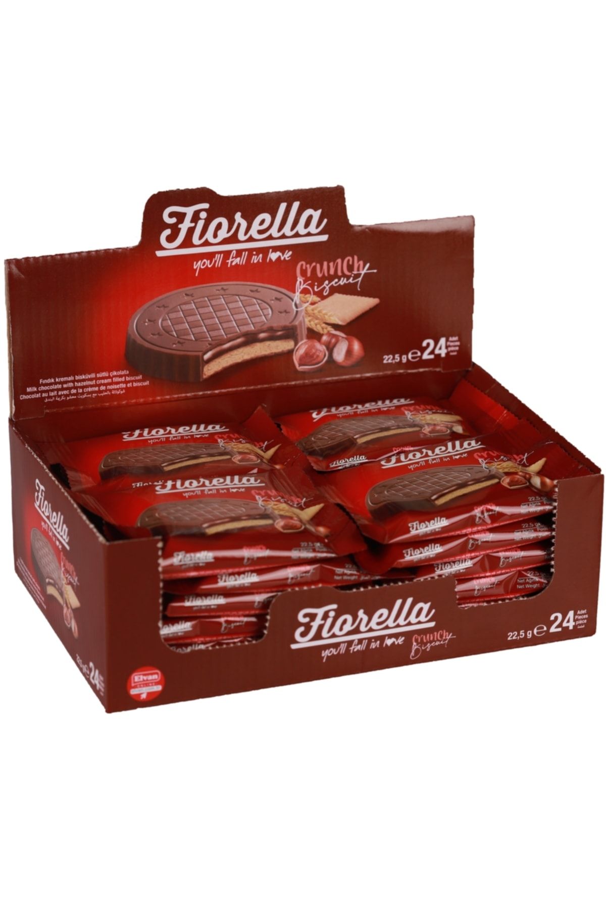 FIORELLA Fındık Kremalı Çikolatalı Bisküvi 22,5 gr. 24'lü (1 Kutu)