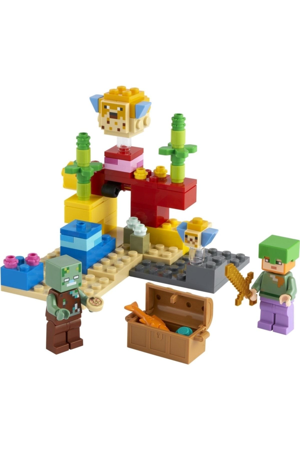 LEGO ® Minecraft™ Mercan Kayalığı 21164 - Yaratıcı Minecraft Deniz Oyuncağı Yapım Seti (92 Parça)