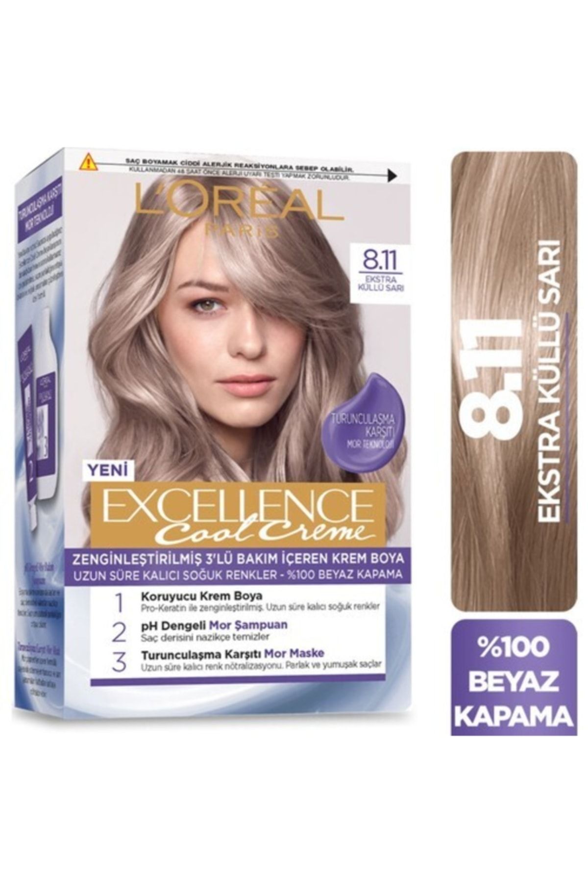 L'Oreal Paris L’oréal Paris Excellence Cool Creme Saç Boyası – 8.11 Ekstra Küllü Sarı