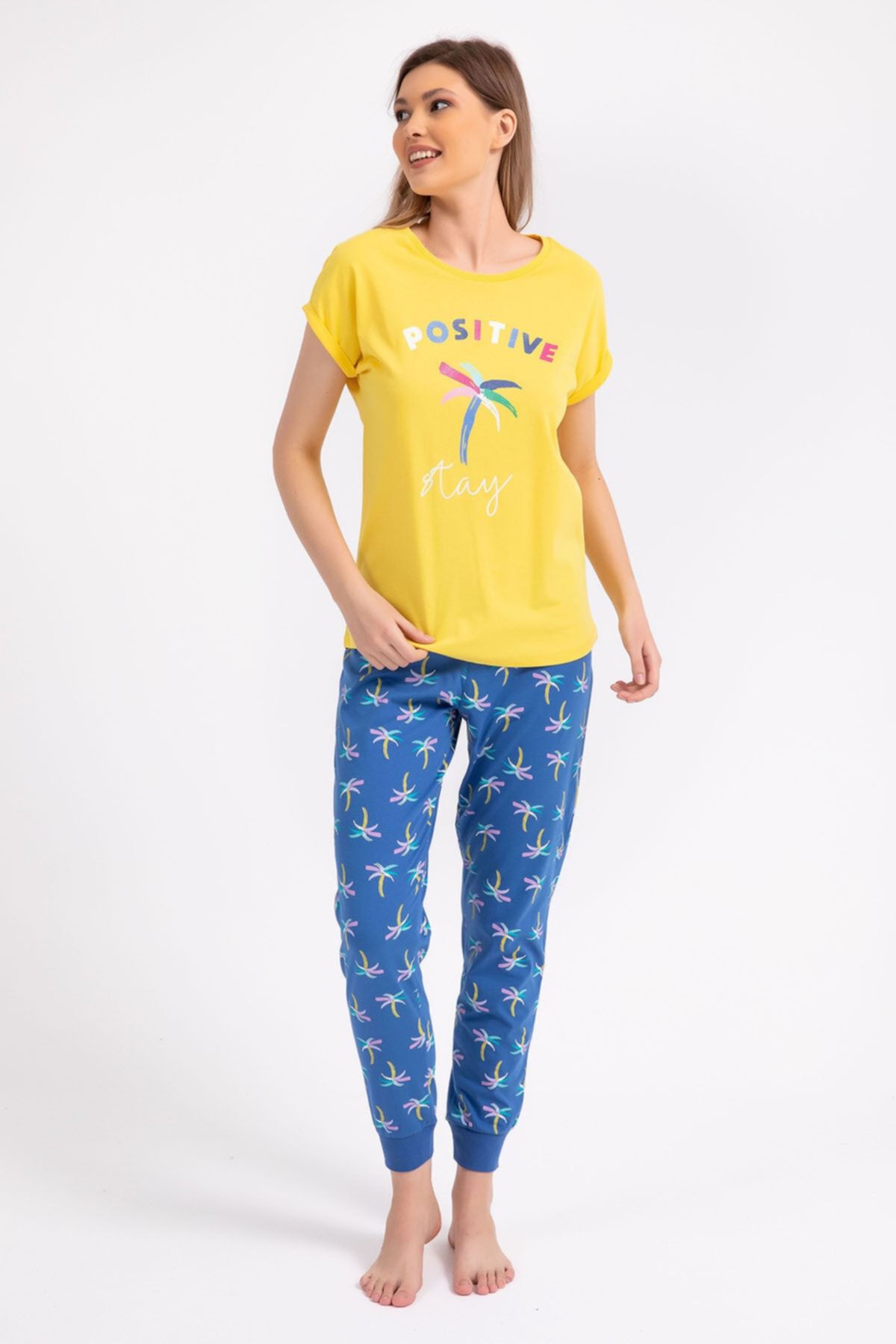 Rolypoly Rolypoly Positive Stay Sarı Kadın Pijama Takımı