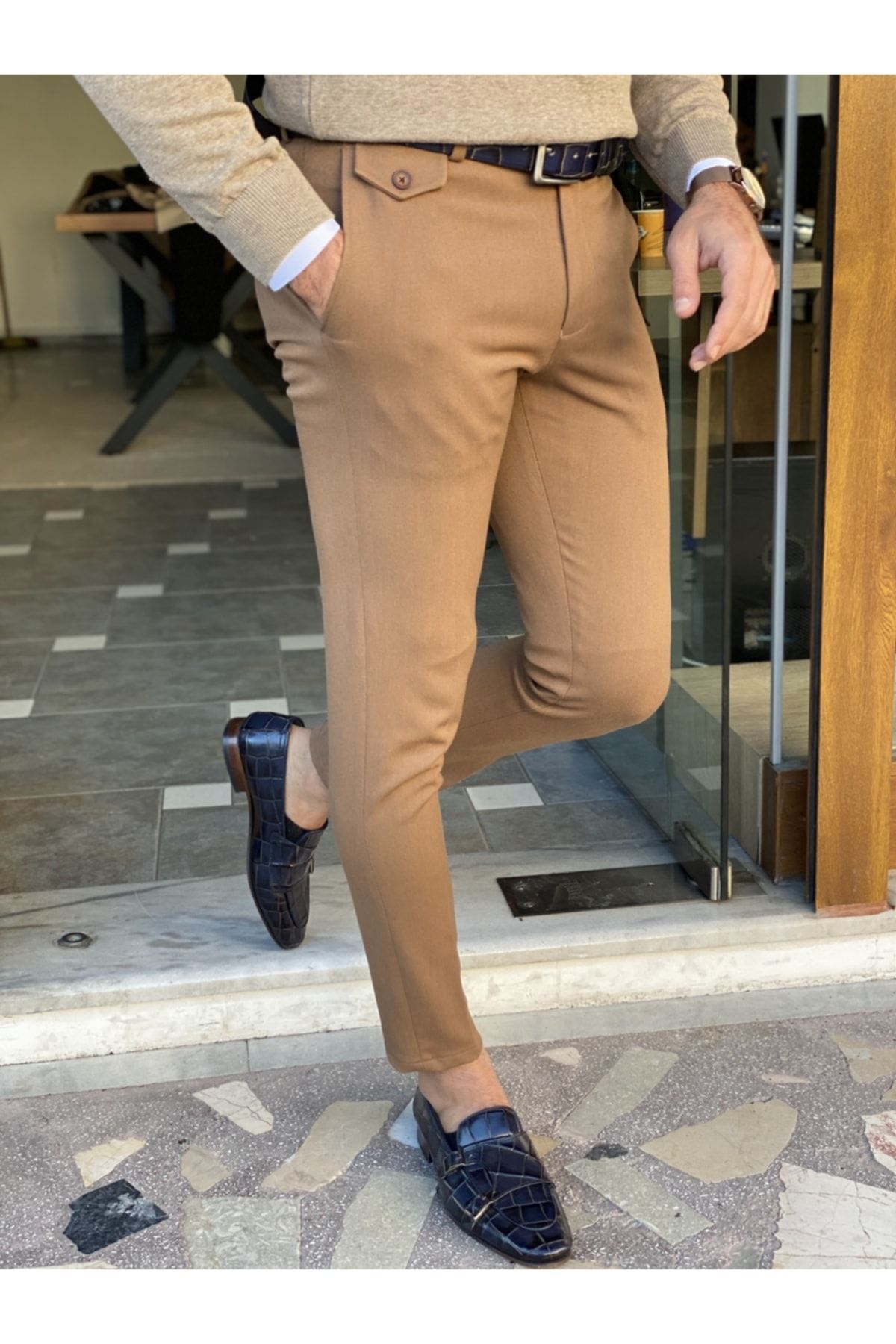 SARDINELLI Slim Fit Düğme Detaylı Kumaş Pantolon