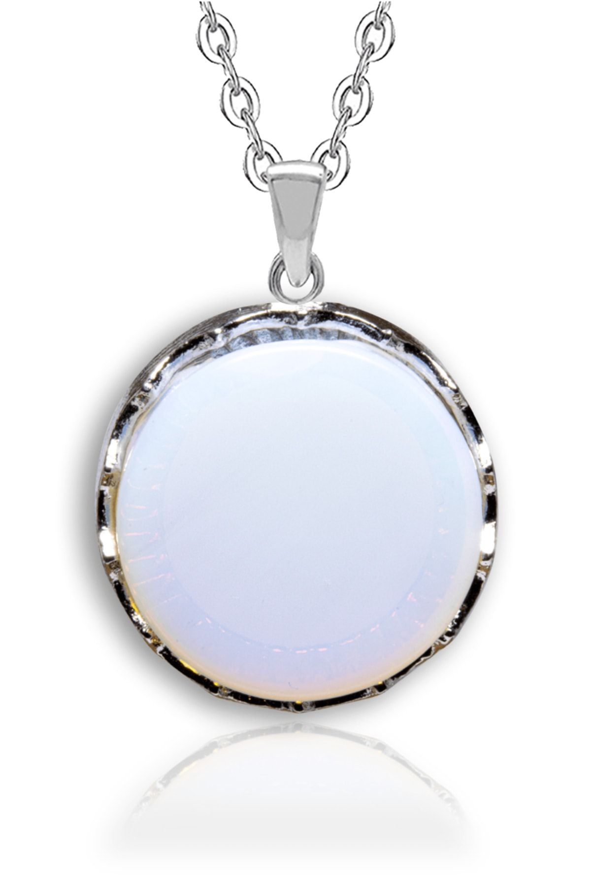 Tesbih Atölyesi Sertifikalı Doğal Opal Ay Taşı Doğal Taş Kolye