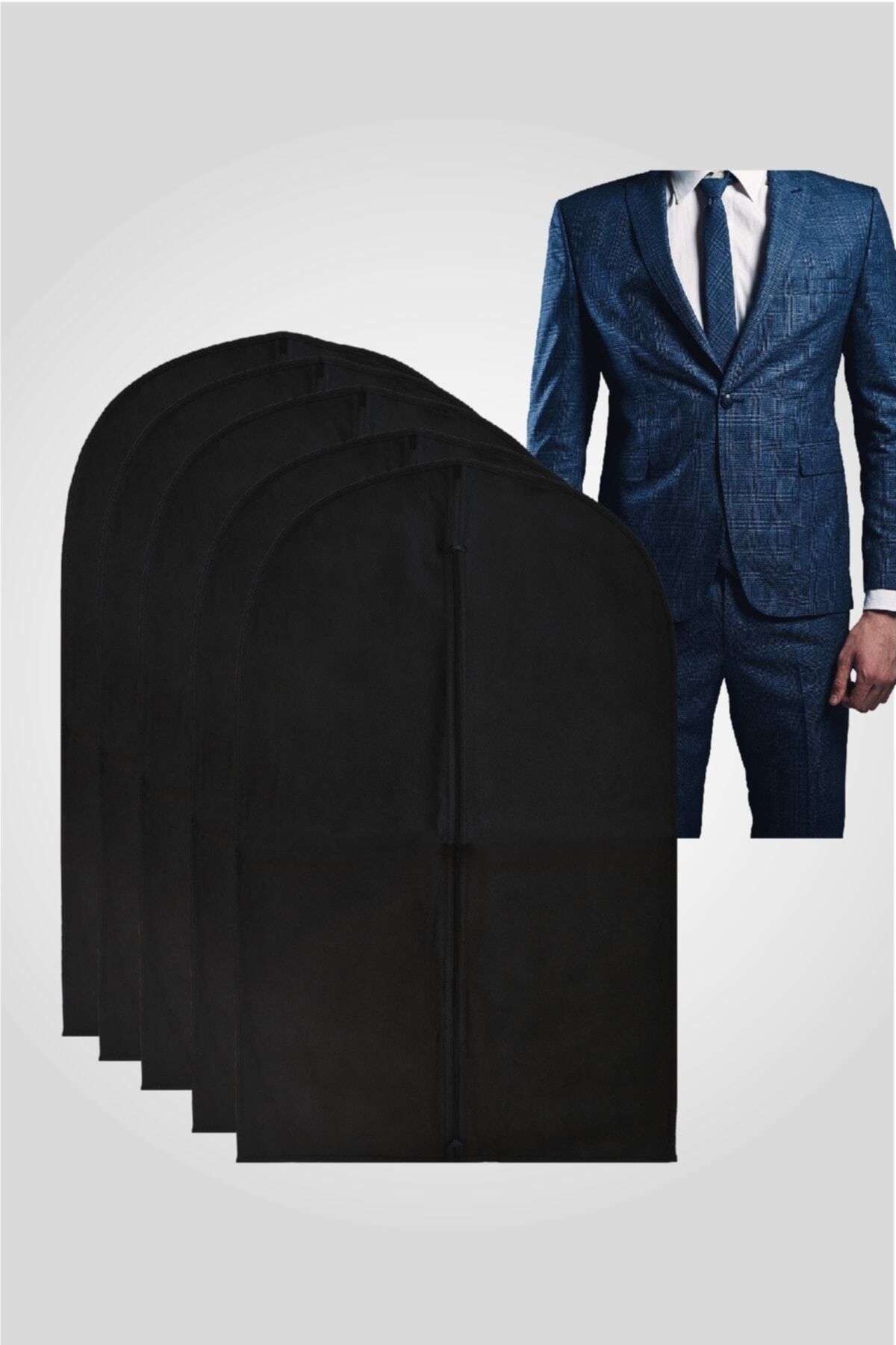 PEVA TEKSTİLİ Takım Elbise Kılıfı-gamboç Siyah 50 Gr. ( 5 Adet ) Düz Model