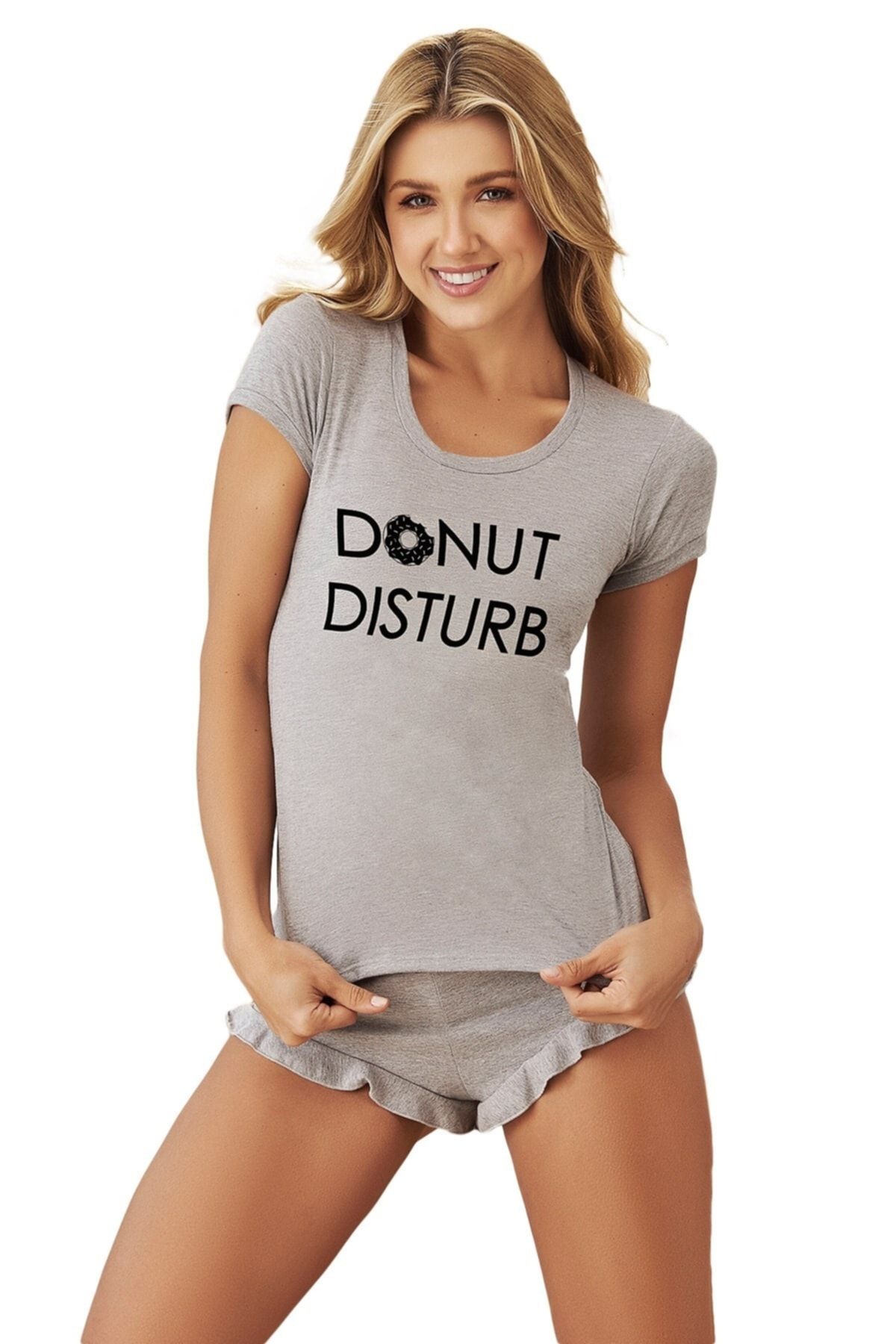 Mite Love Kadın Pijama Alt Üst Takım Donut Baskılı