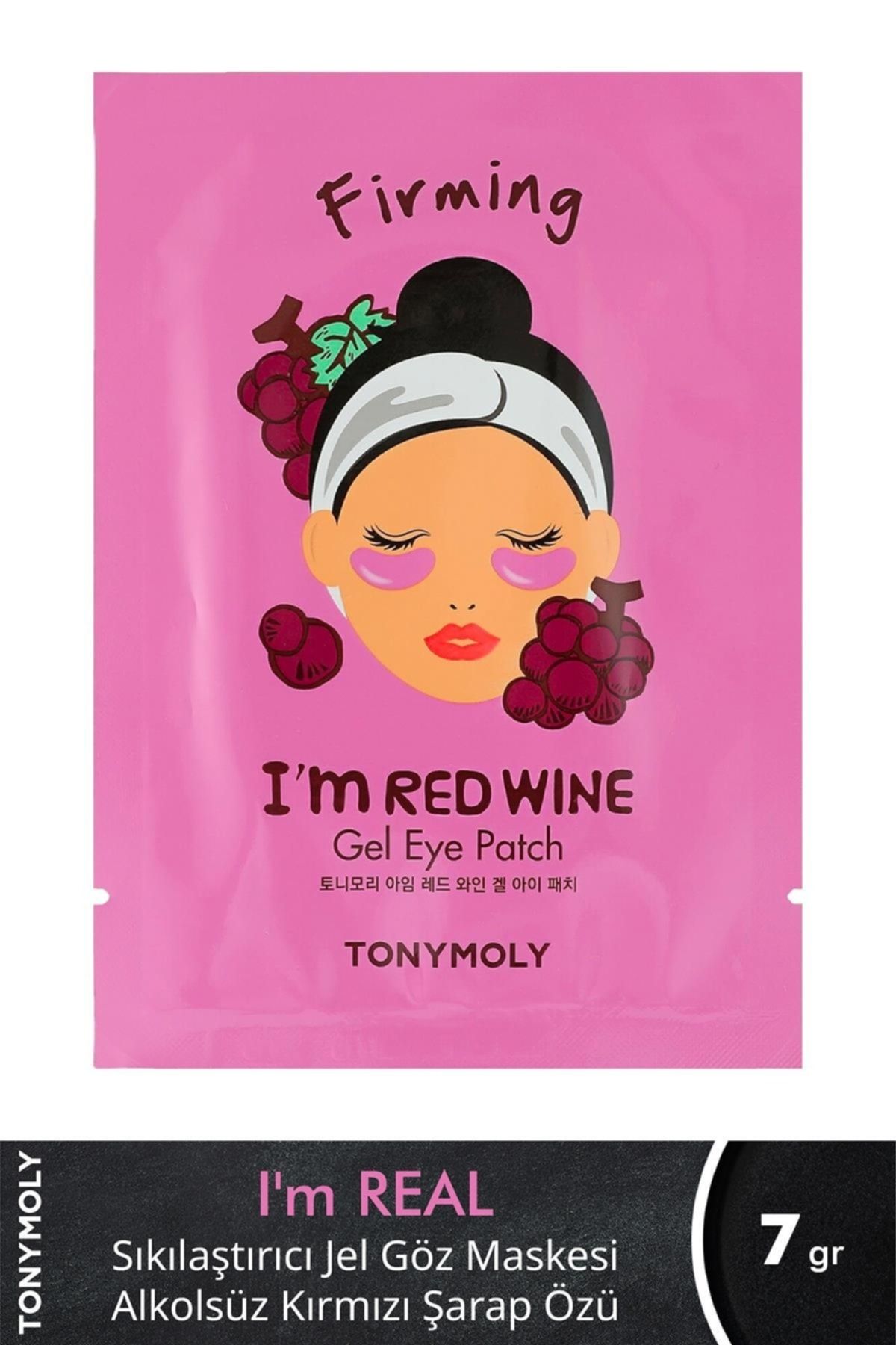 TONYMOLY Göz Maskesi I'm Real Sıkılaştırıcı Kırmızı Şarap Alkolsüz Jel Cilt Bakımı ( 1 Adet )