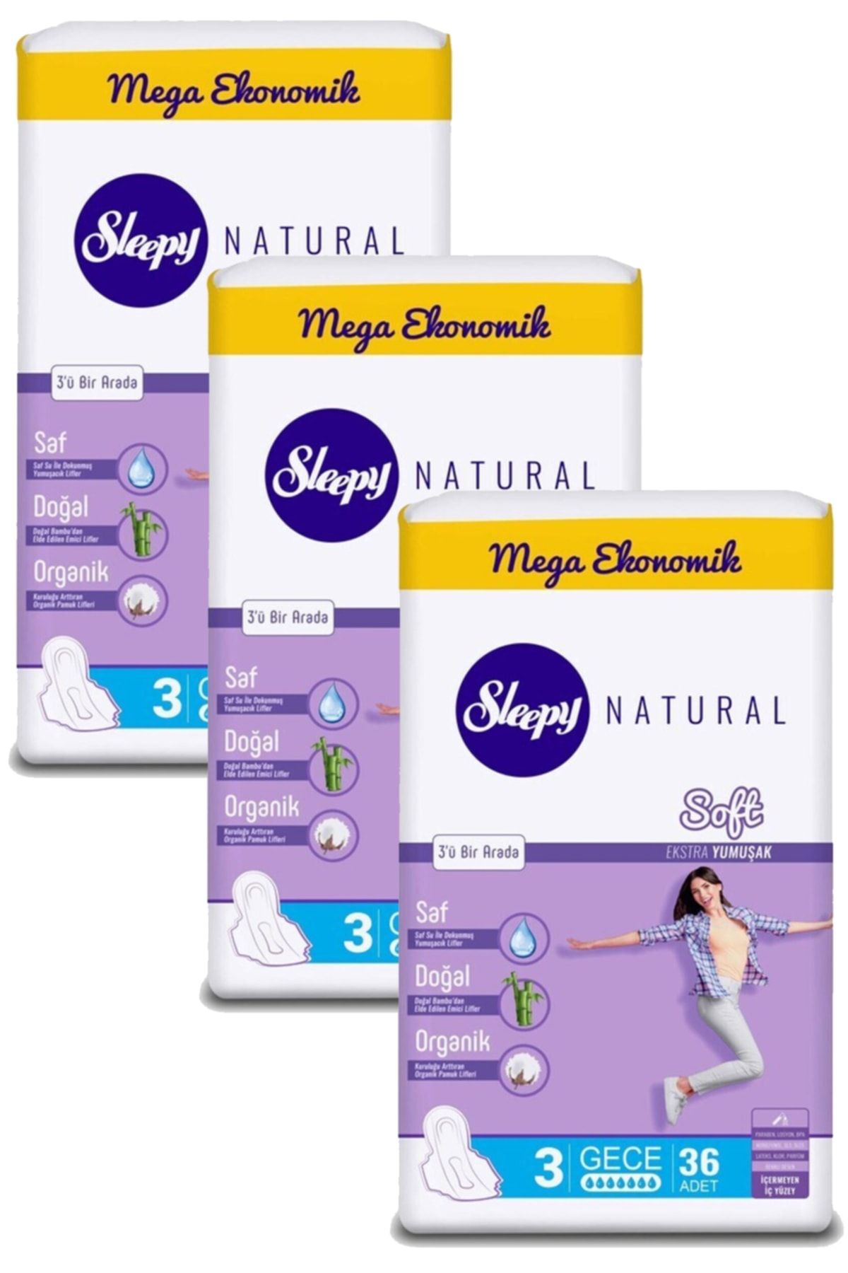 Sleepy Natural Soft Ekstra Yumuşak Gece Mega Fırsat Paketi (108 Ped)