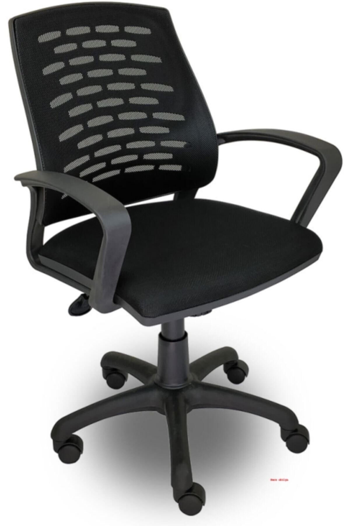 Fabrika Sers Çalışma Sandalyesi Siyah Ofis Plastik Ayak Petek Fileli Şef Ofis Çalışma Koltuğu