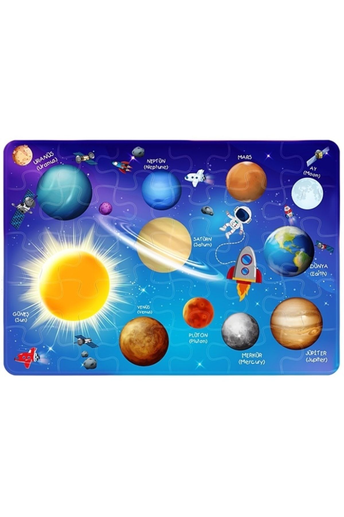 DERELİ MATBAA Uzay, Eğitici Çocuk Puzzle Seti 30 Parça Kutulu Puzzle