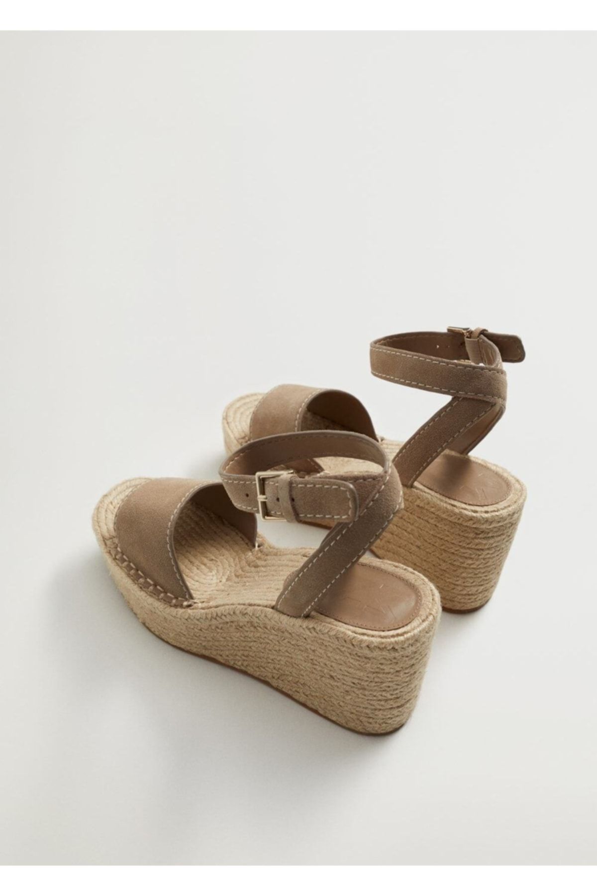 MANGO Kadın Açık/Pastel Kahverengi Dolgu Topuklu Deri Sandalet
