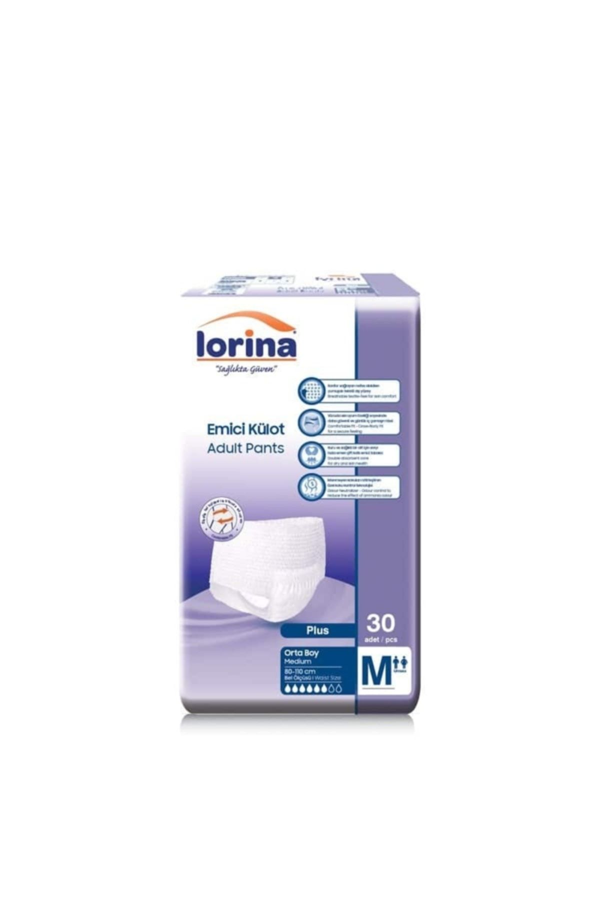 LORİNA Yetişkin Emici Külot Medium 30'lu 3 Paket 90 Adet