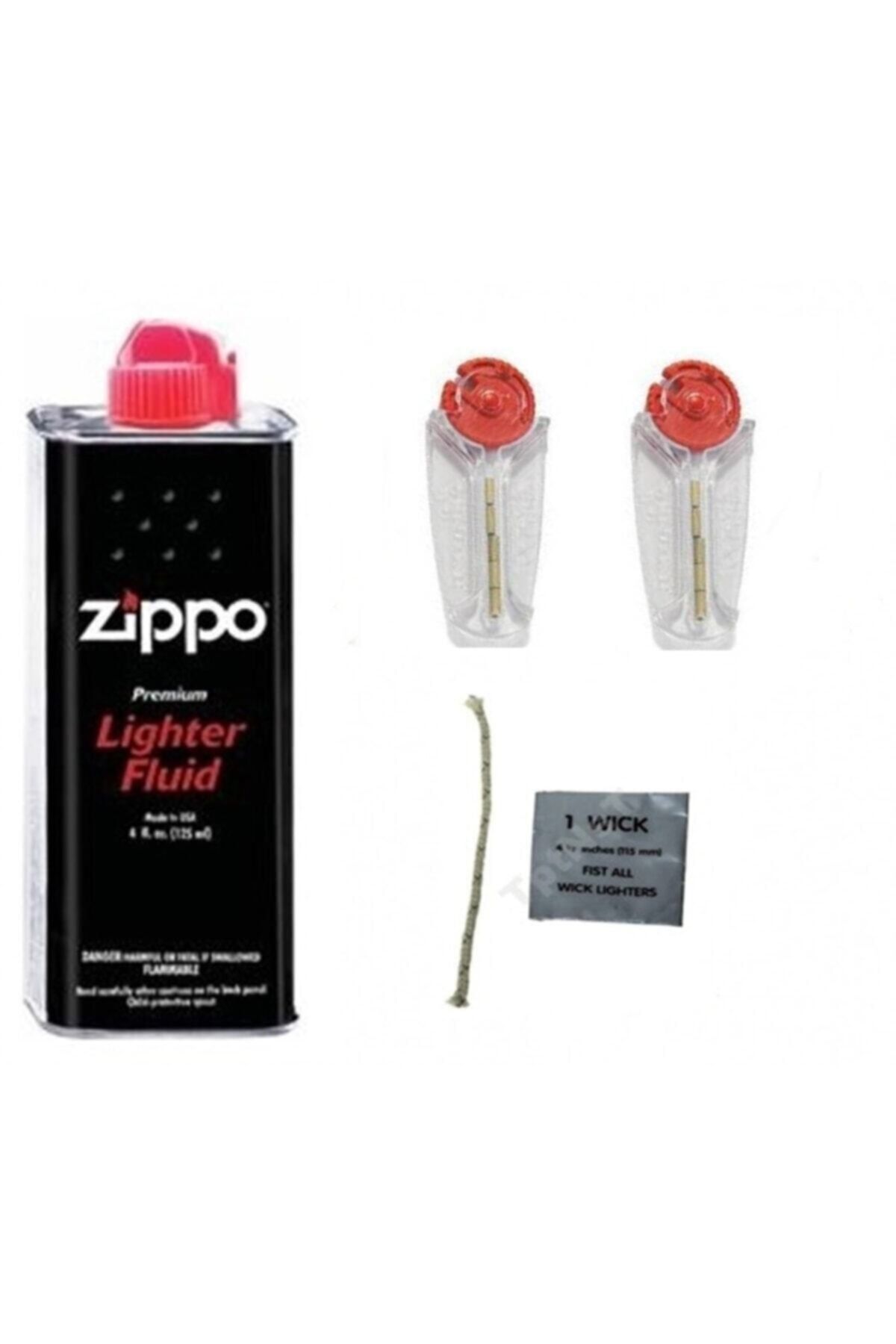 İNDİRİM CENTER Zippo Benzin 125 Ml Zippo Fitil Ve 2 Adet Zippo Taşı Süper Set