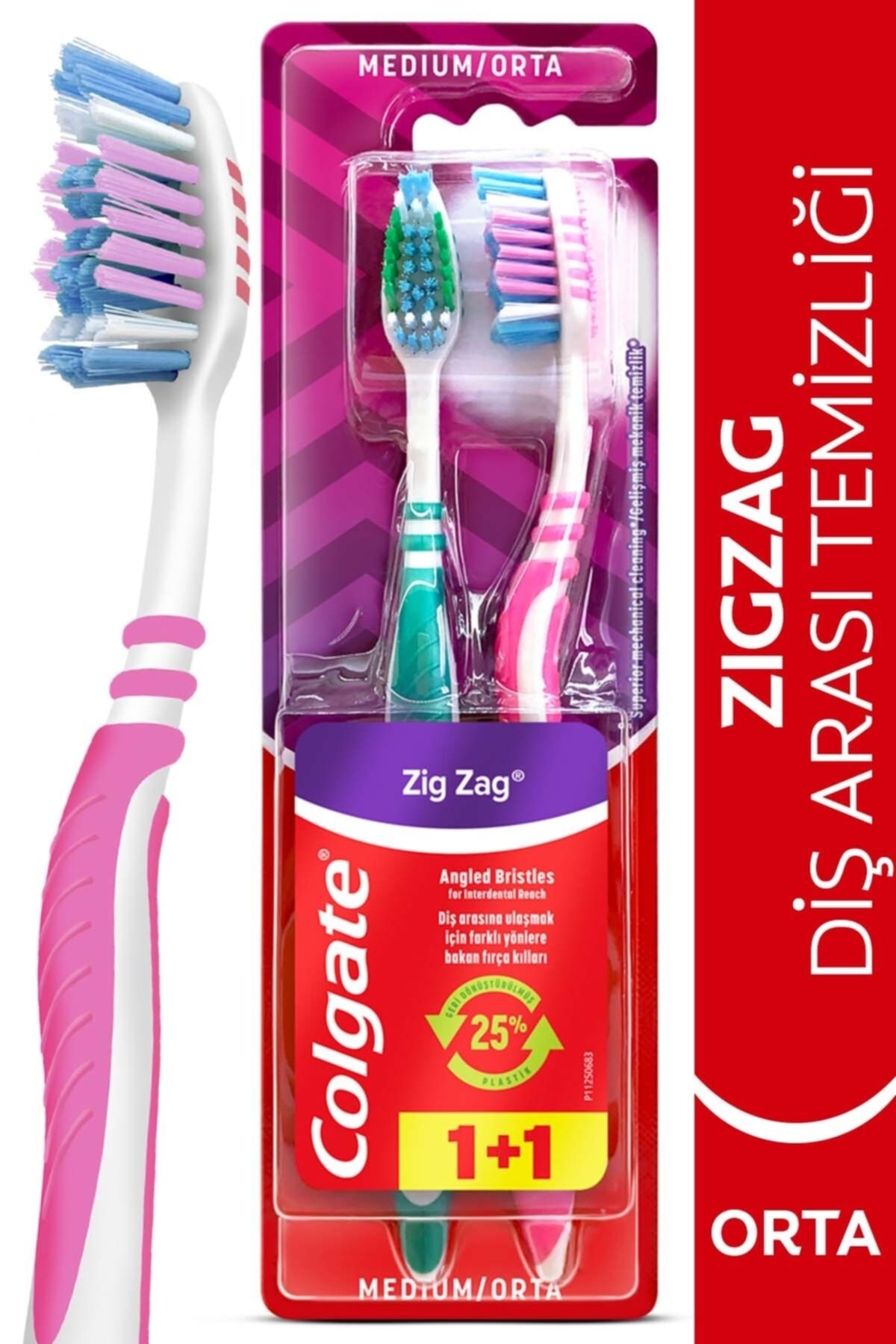 Colgate Zigzag Diş Arası Temizliğiorta Diş Fırçası 1+1