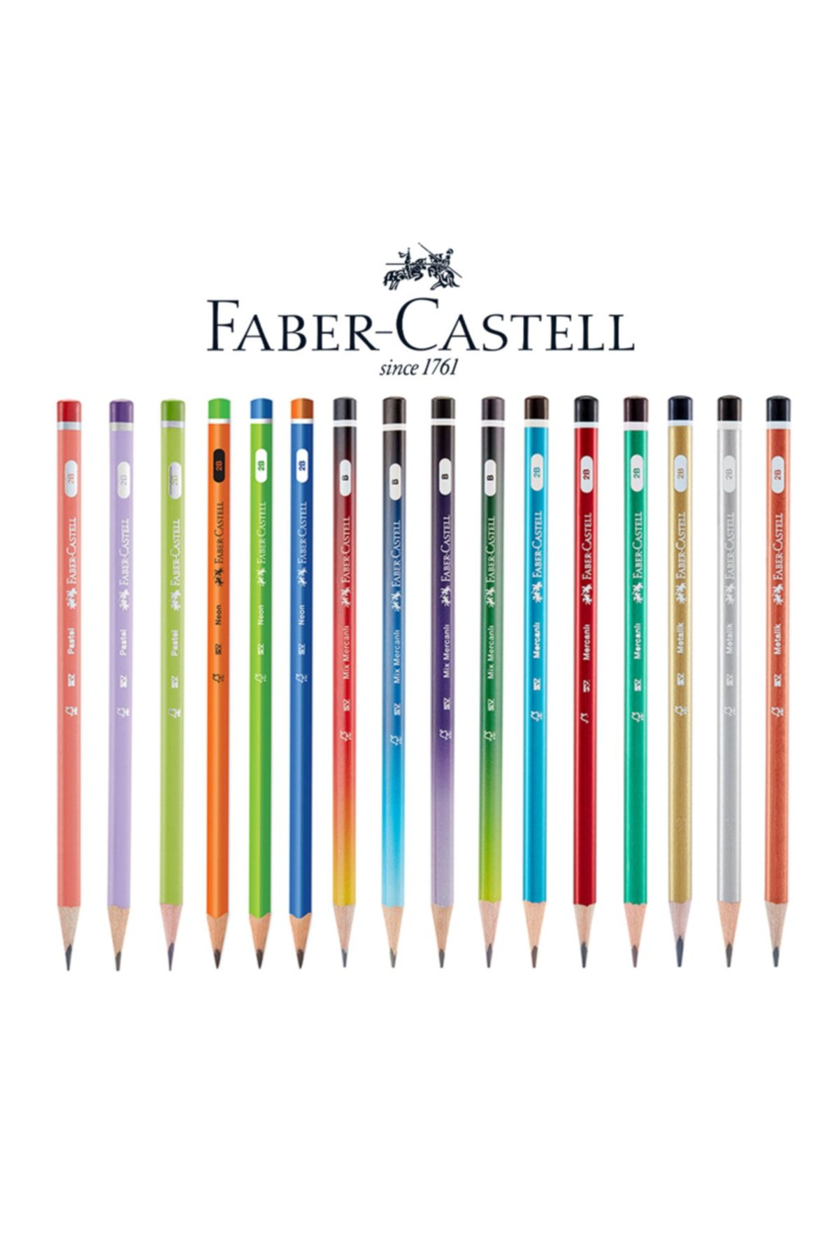 Faber Castell Mercanlı Karışık Üçgen Kurşun Kalem 12 Adet Set