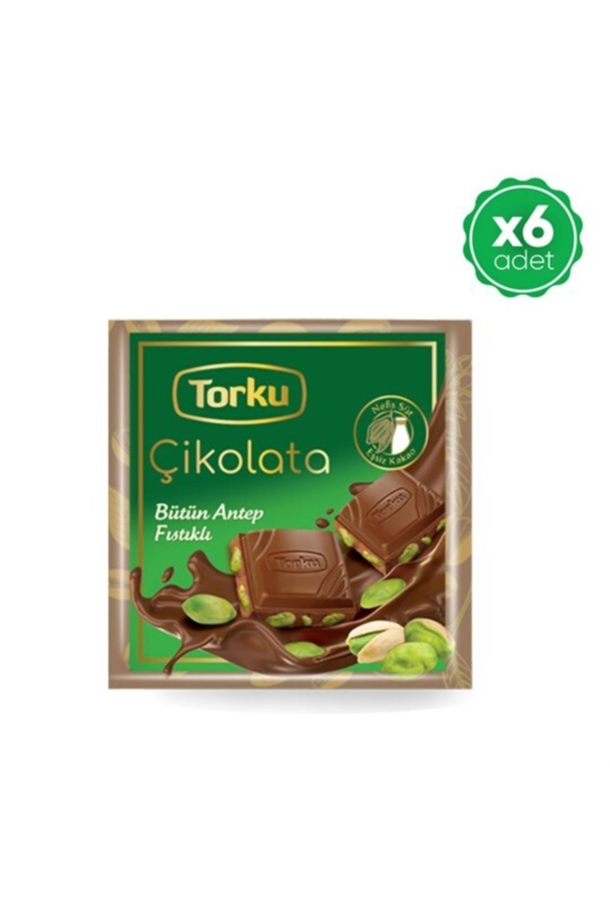 Torku Kare Antep Fıstıklı Sütlü Çikolata 65 gr X6