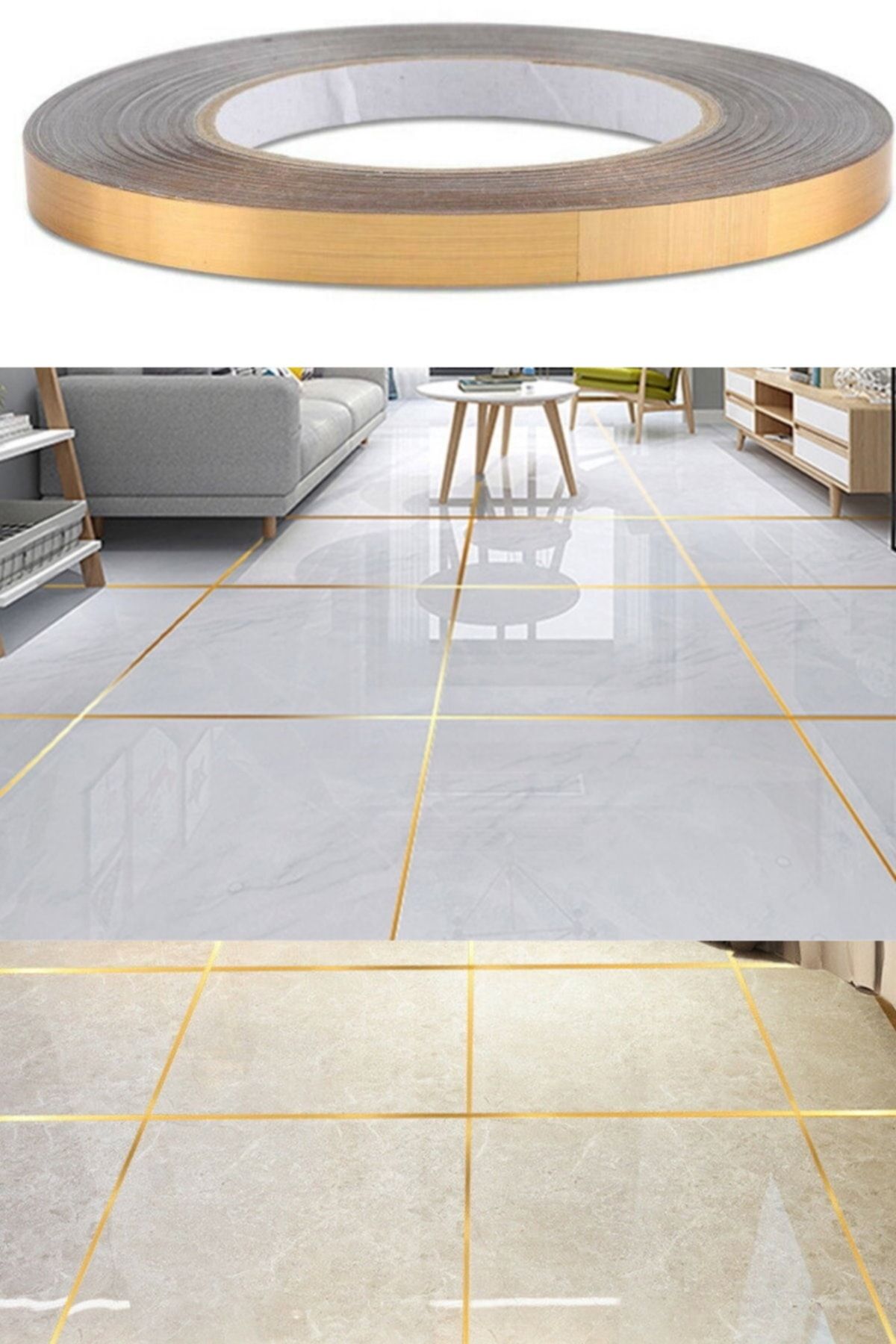 Utelips 0.50 Cm Tuvalet Mutfak Banyo Fayans Mermer Arası Şerit Bant Gold Banyo Mutfak Için Şık Tasarım 50mt