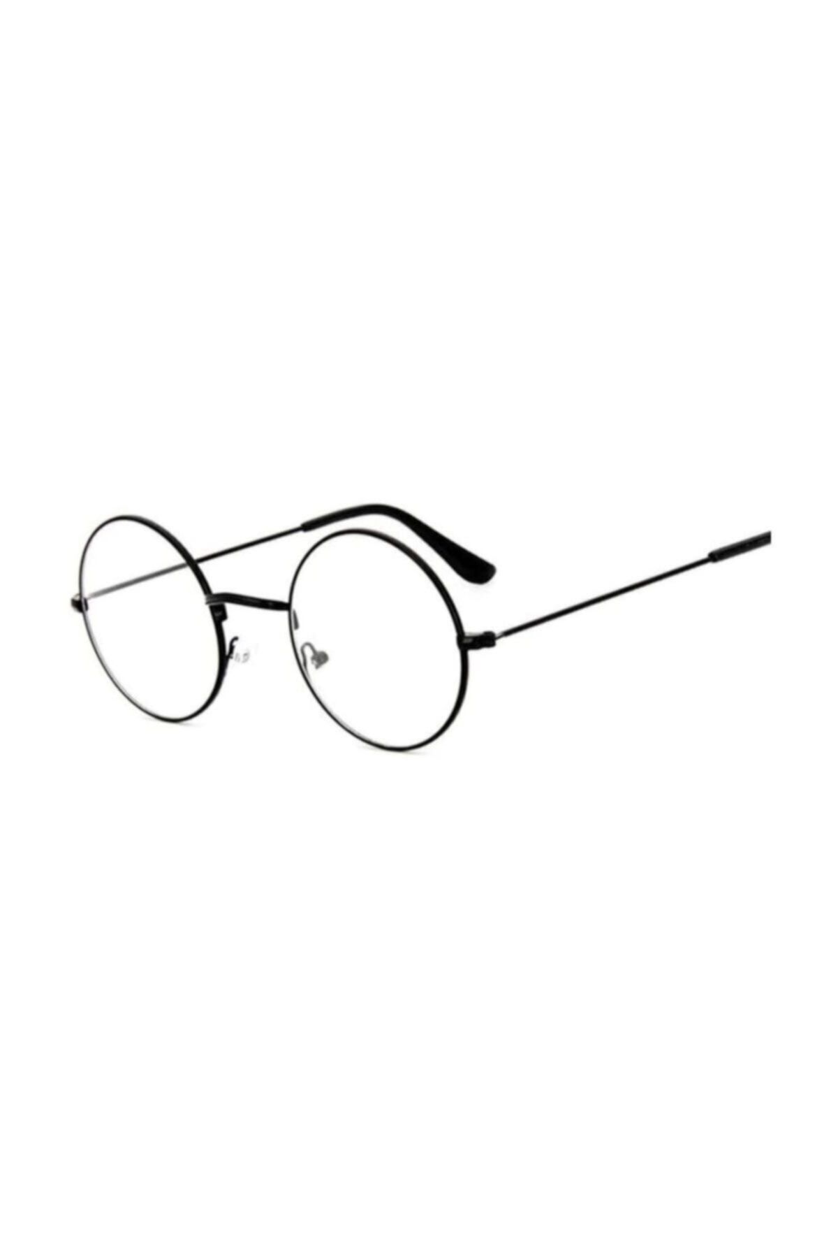 Genel Markalar Şeffaf Camlı Retro Yuvarlak Harry Potter Siyah Gözlük