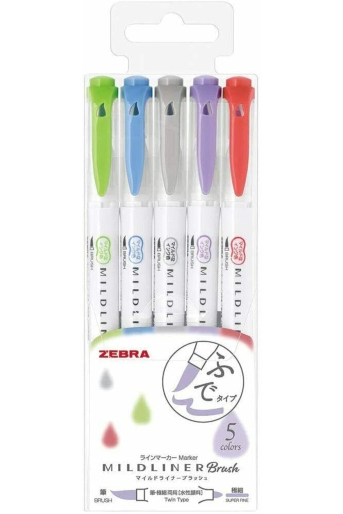 Zebra Mildliner Brush Fırça Uçlu Fosforlu Kalem 5c-nc