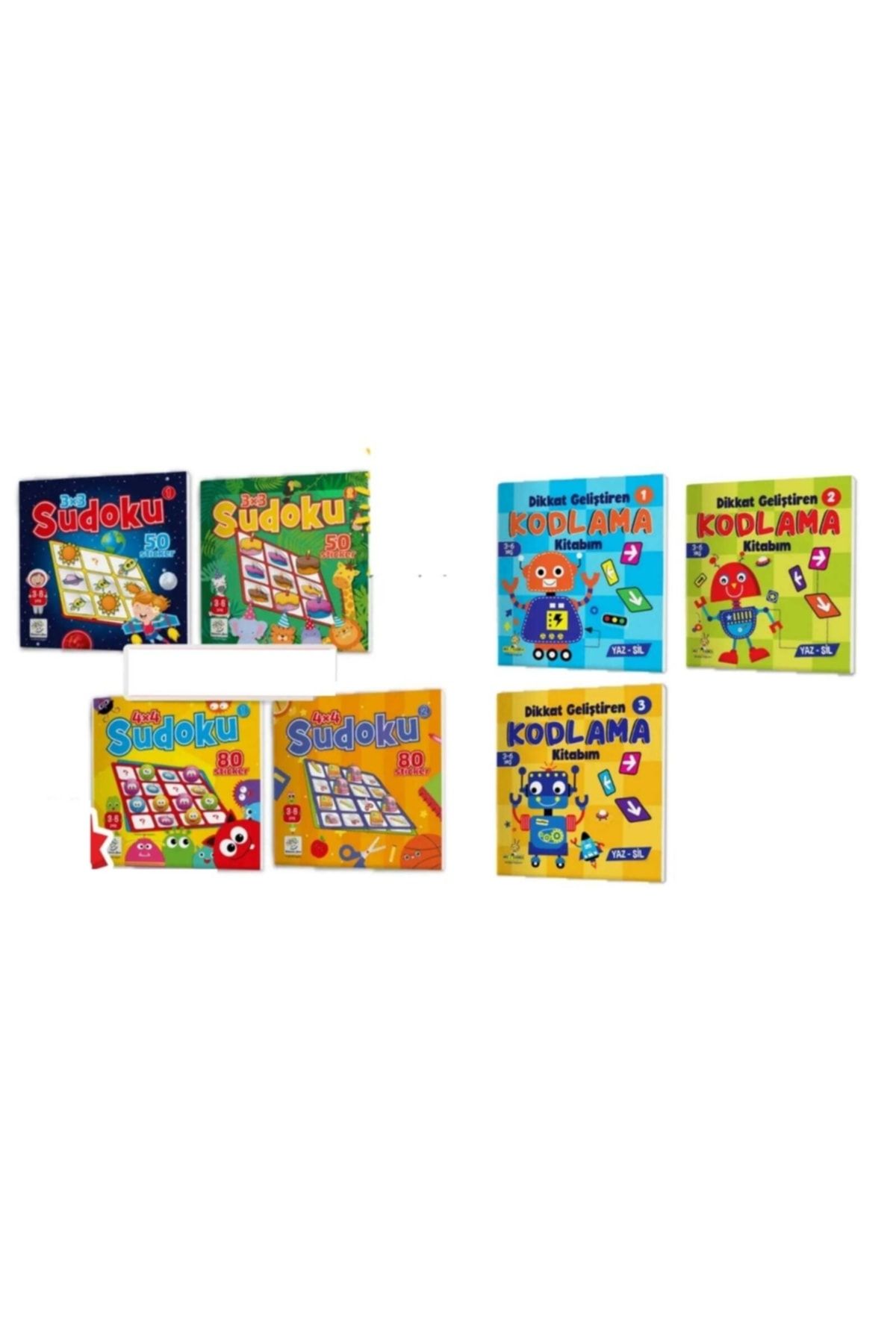Yükselen Zeka Yayınları 3-6 Yaş Stickerli Sudoku Seti Ve Dikkat Geliştiren Yaz Sil Kodlama Kitap Seti - Kaliteburda Avm