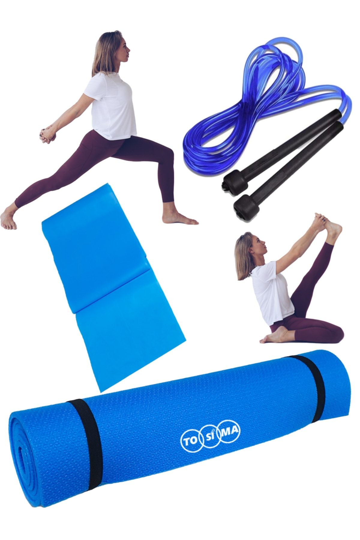 Tosima Yoga Minderi Egzersiz Minderi Yoga Ipi Direnç Lastiği Set Yoga Seti