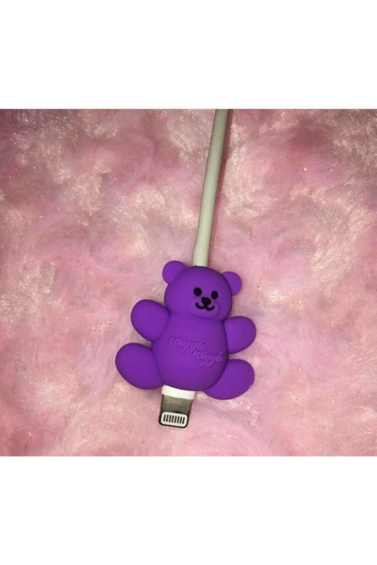 MY MÜRDÜM Sevimli Silikon Kablo Koruyucu Purple Bear