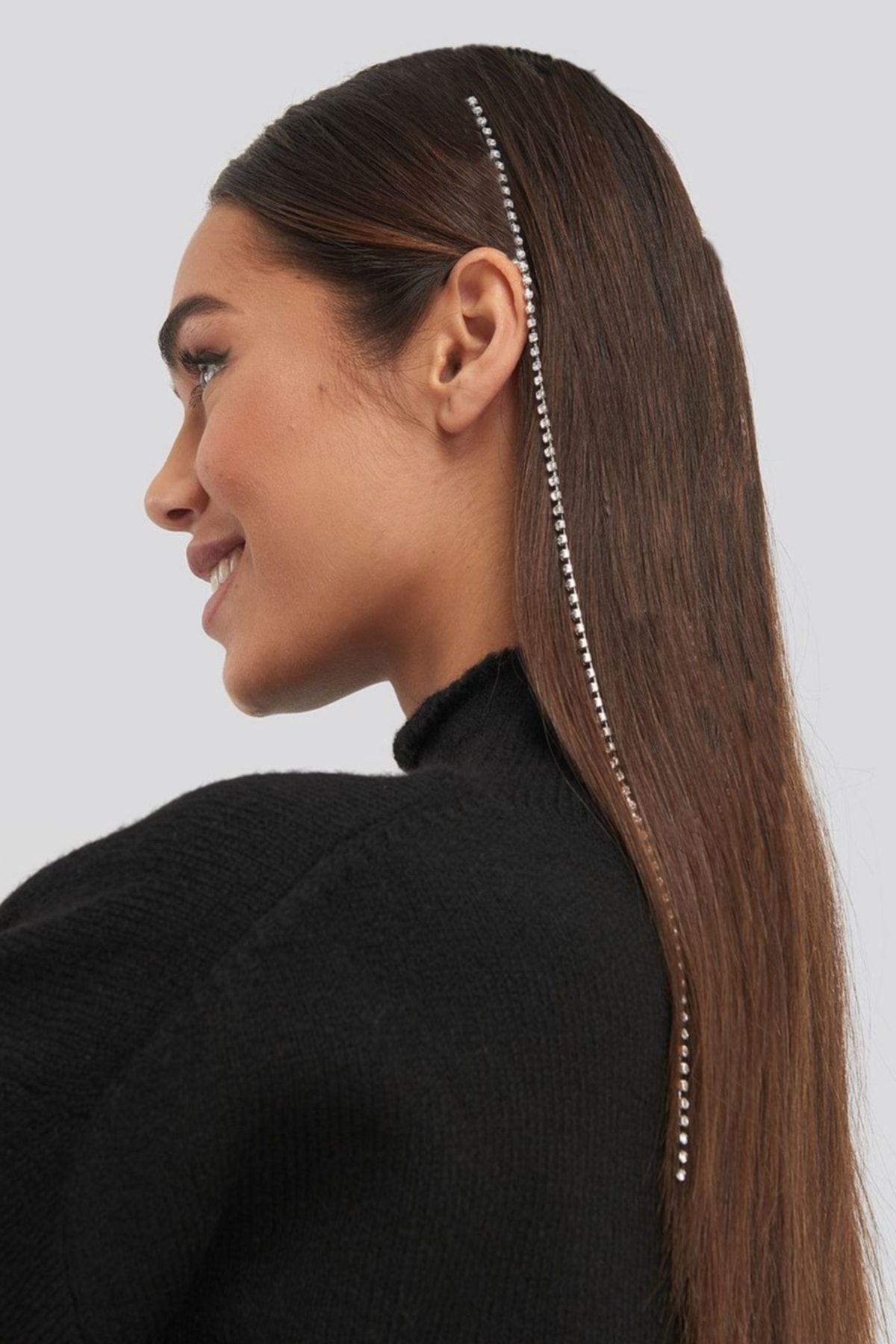 H&E DESIGN Kadın Rhinestone Zirkon Taşlı Saç Zinciri