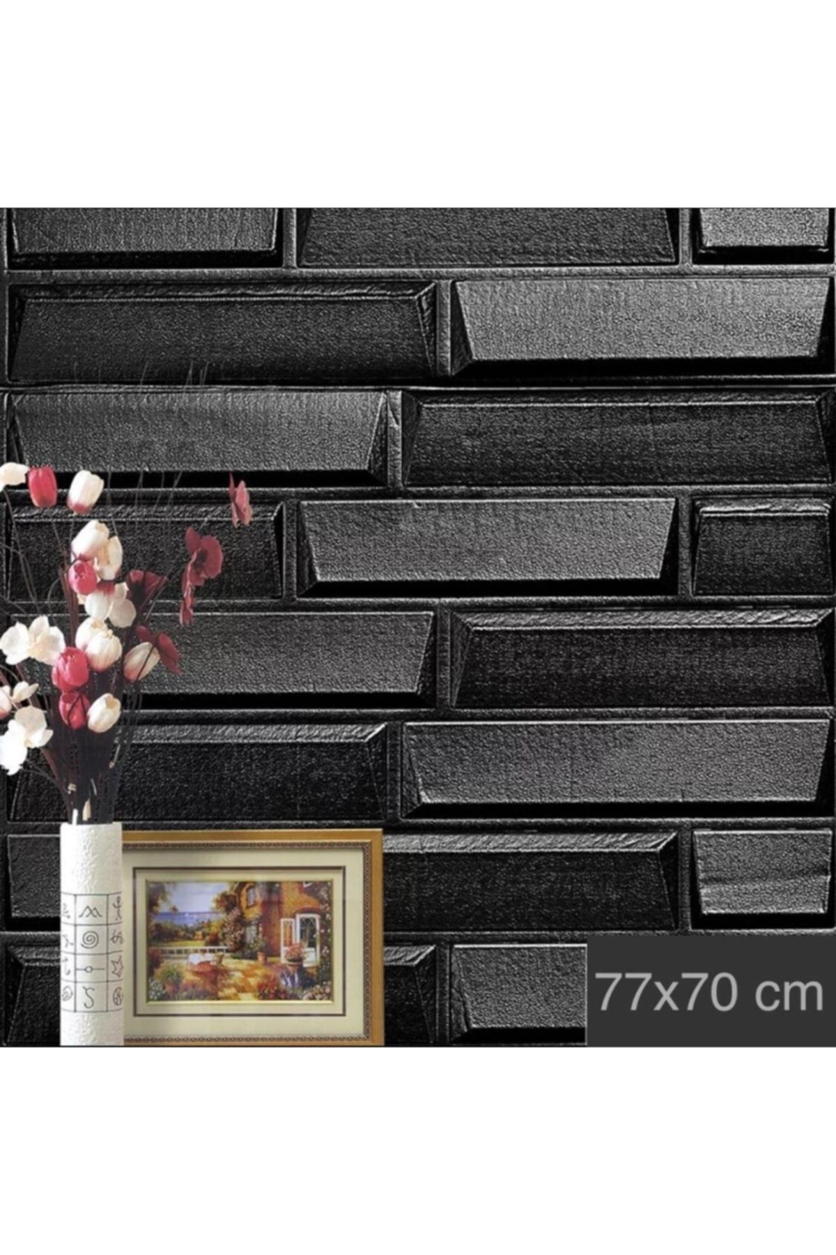 Renkli Duvarlar Nw66 Siyah Opak Arkası Yapışkanlı Esnek Silinebilir Duvar Paneli Duvar Kağıdı