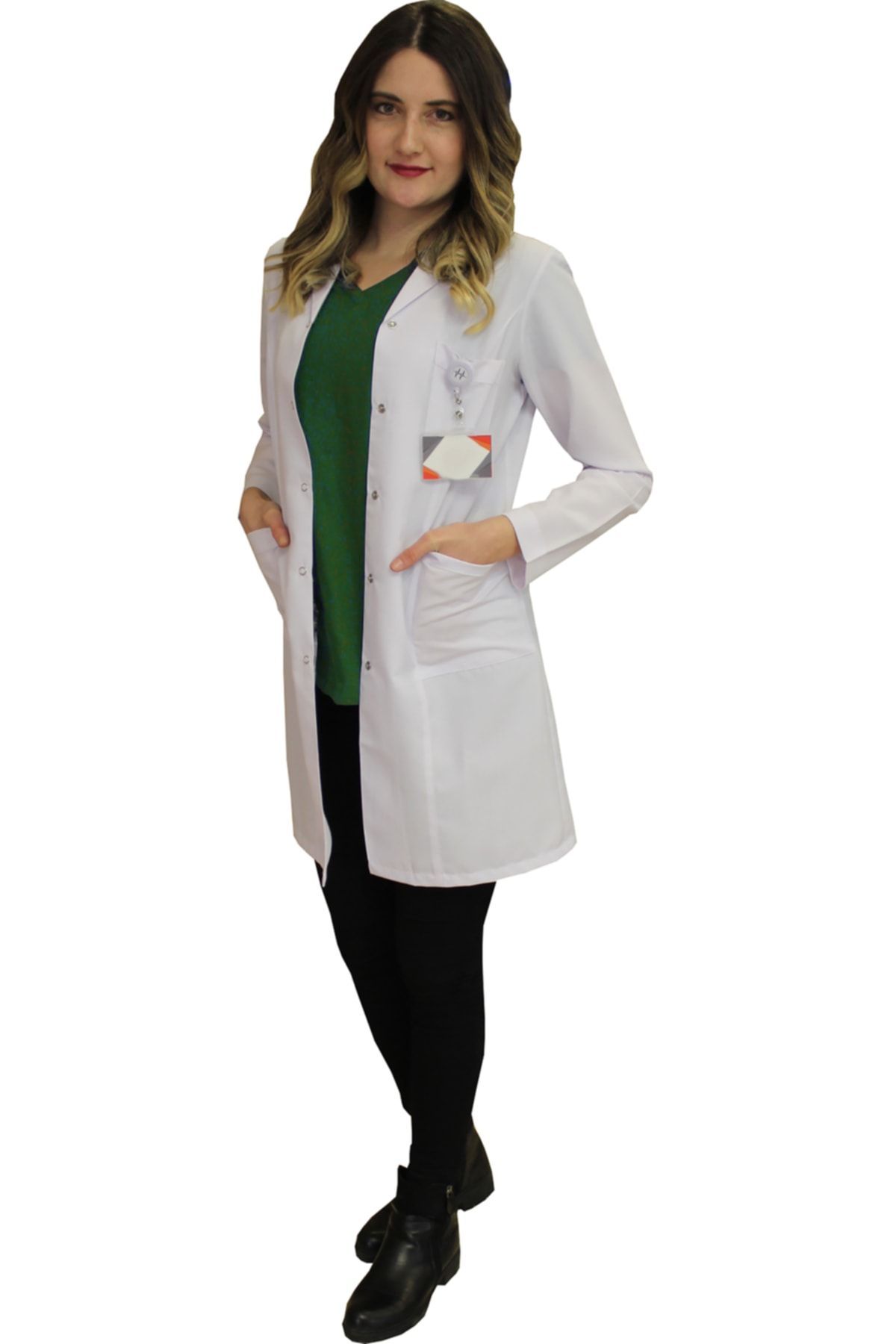 safaforma Gömlek Yaka Kadın Orta Boy - Uzun Kol Doktor Önlüğü Öğretmen Önlüğü , Hastane Forması Beyaz Önlük