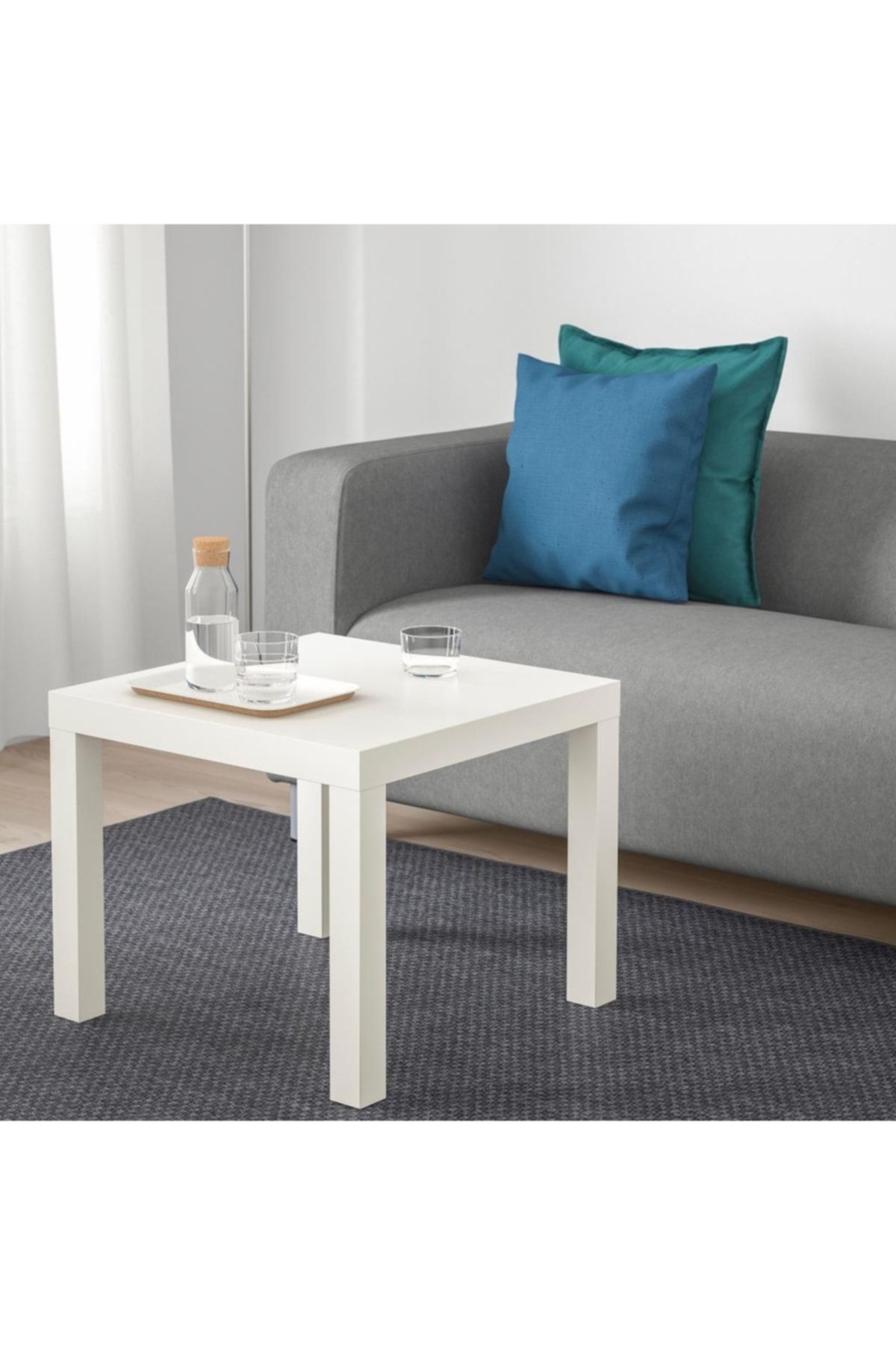 IKEA Lack Yan Sehpa Mobilya - Beyaz Renk - 55x55 Cm