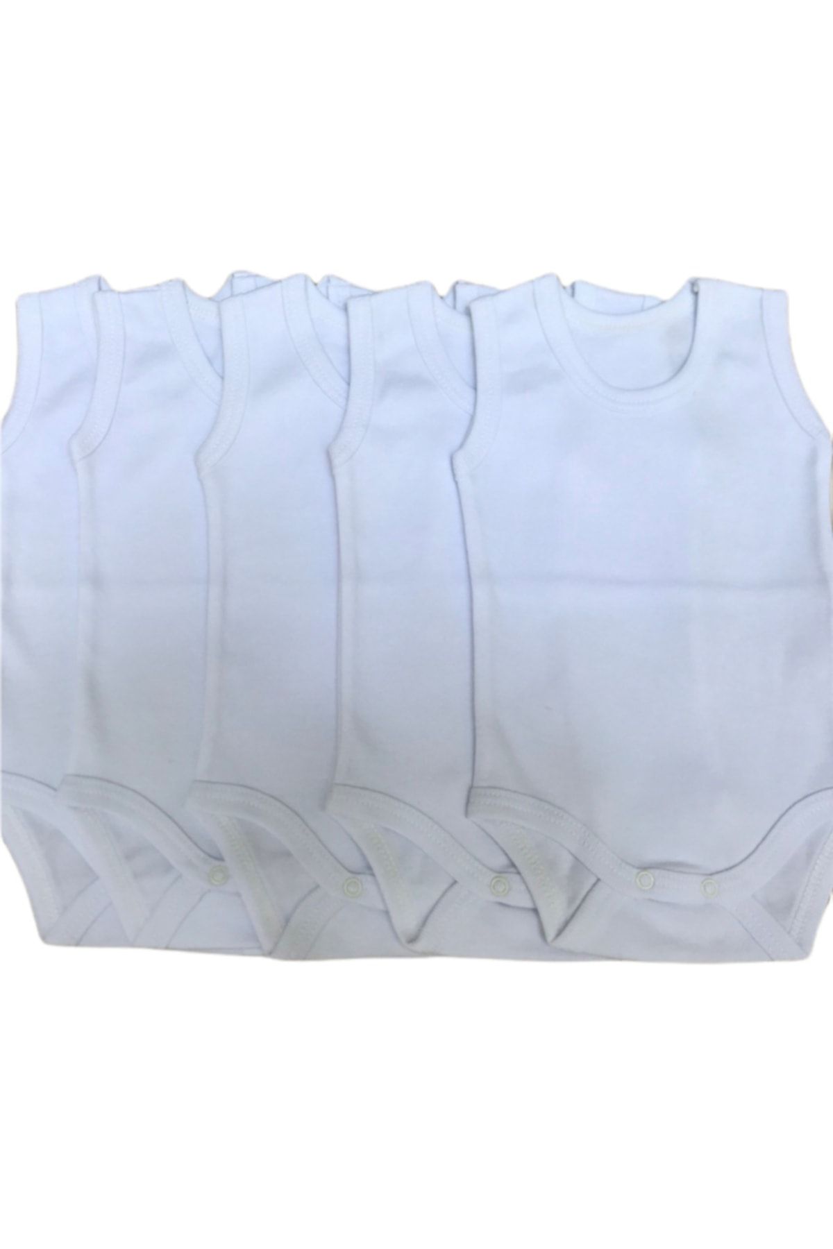 bebedino Askılı Basic Bisiklet Yaka Atlet Çıtçıtlı Badi 5li Paket Beyaz Renk 0-48 Ay