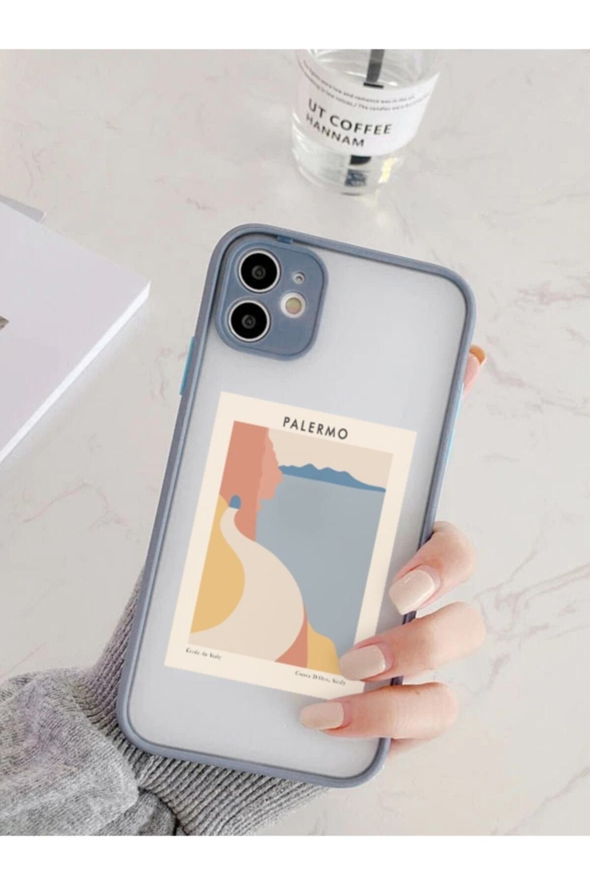 mooodcase Iphone 11 Uyumlu Füme Kamera Lens Korumalı Palermo Desenli Lüx Telefon Kılıfı