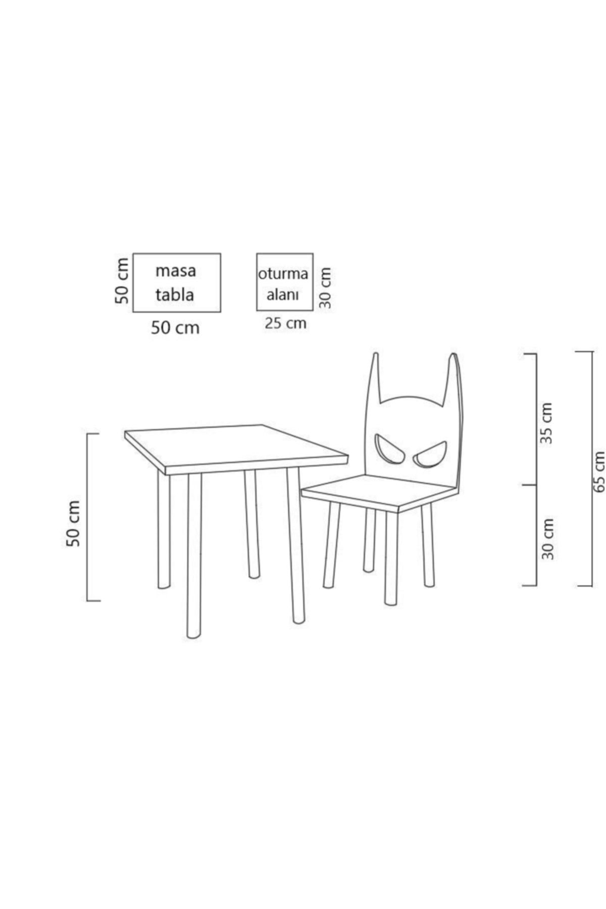 Ahşap Çocuk Oyun Ve Aktivite Masa Sandalye Takımı - Ahşap - Batman - Sarı_1